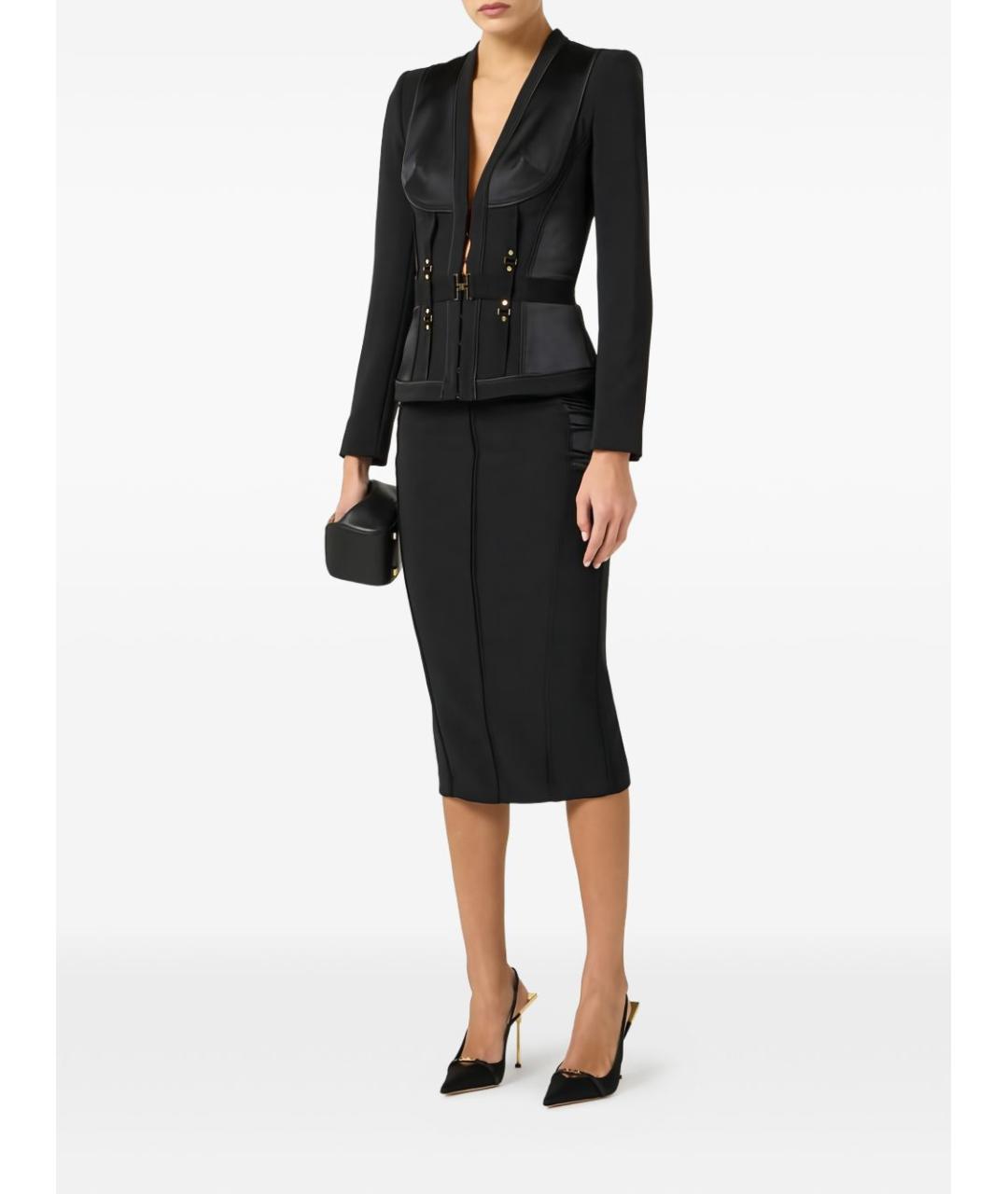 ELISABETTA FRANCHI Черный полиэстеровый жакет/пиджак, фото 2