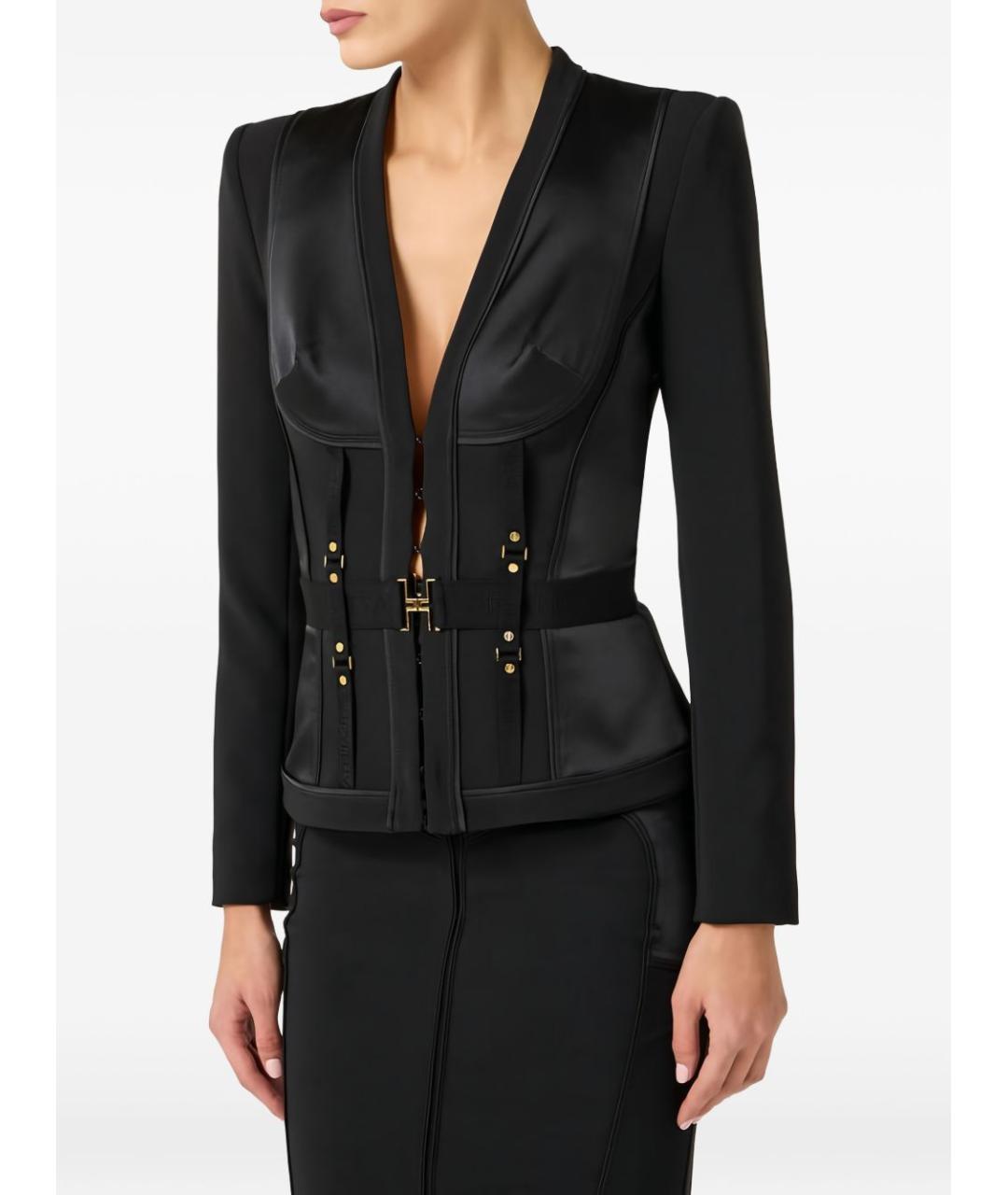 ELISABETTA FRANCHI Черный полиэстеровый жакет/пиджак, фото 5