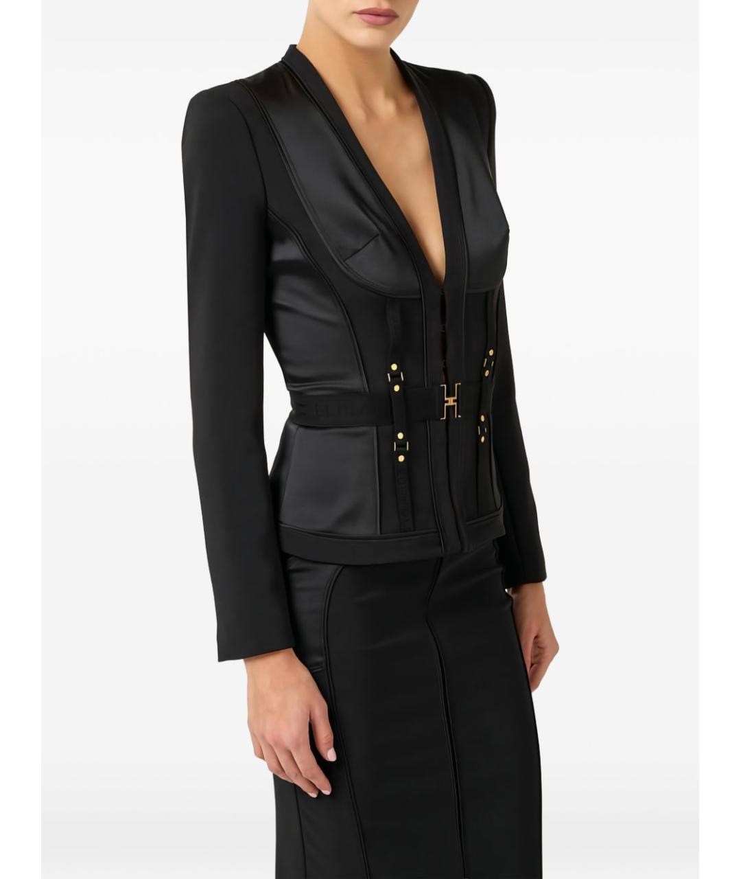 ELISABETTA FRANCHI Черный полиэстеровый жакет/пиджак, фото 4