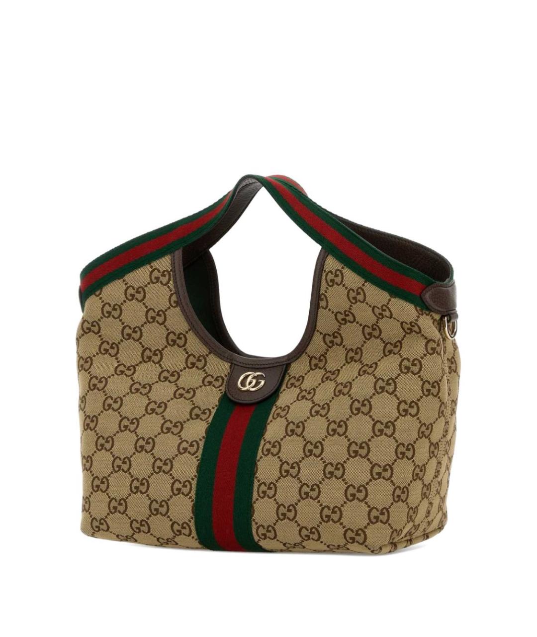 GUCCI Бежевая жаккардовая сумка тоут, фото 3