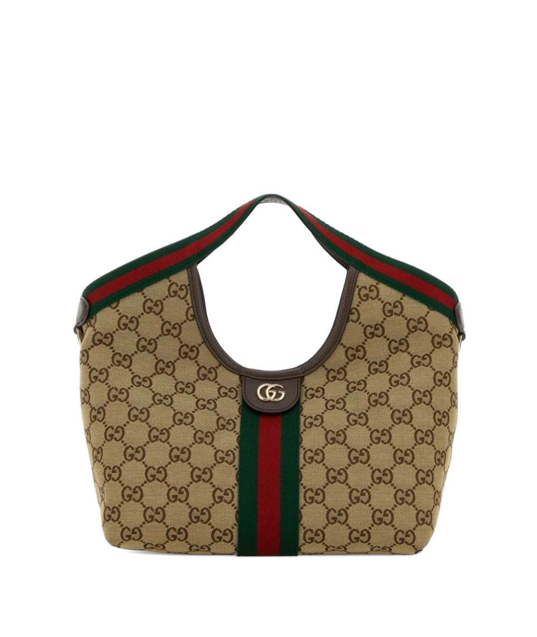 GUCCI Бежевая жаккардовая сумка тоут, фото 1