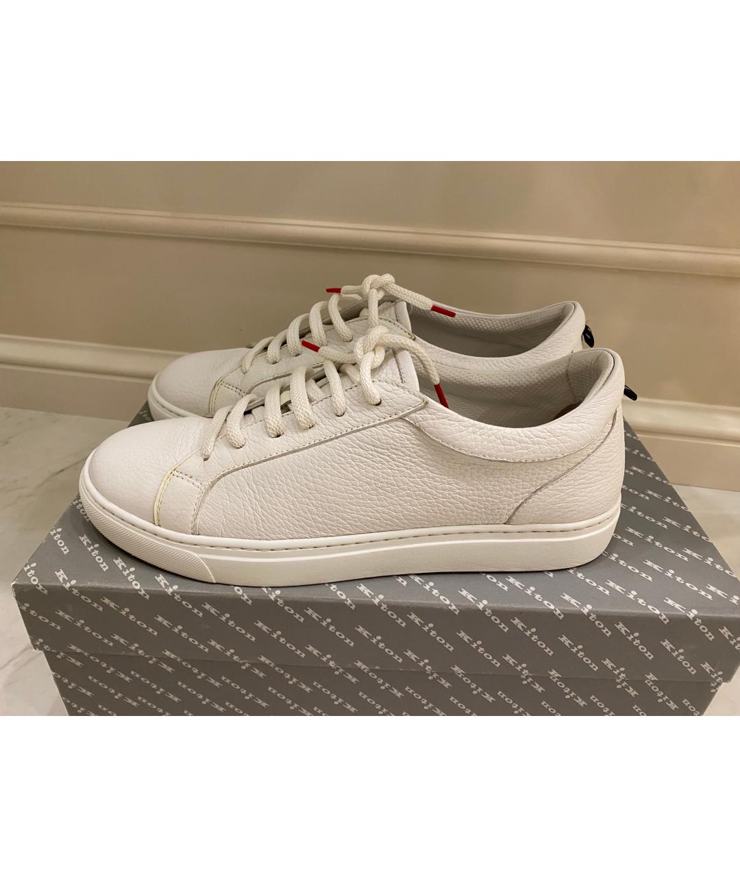 KITON Белые кожаные кеды, фото 5