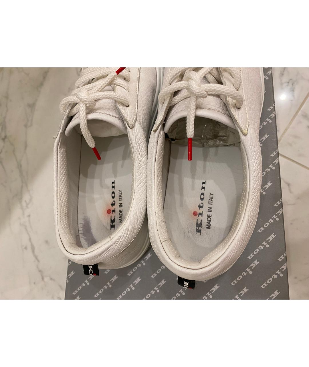 KITON Белые кожаные кеды, фото 3