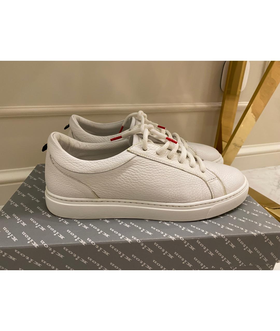 KITON Белые кожаные кеды, фото 6