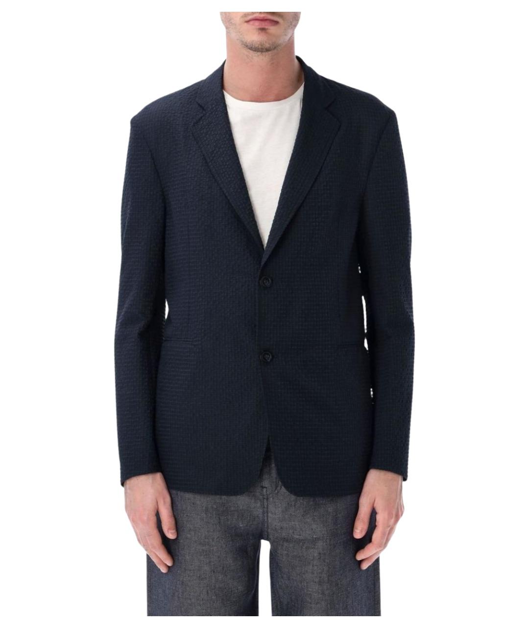 EMPORIO ARMANI Темно-синий полиэстеровый пиджак, фото 1