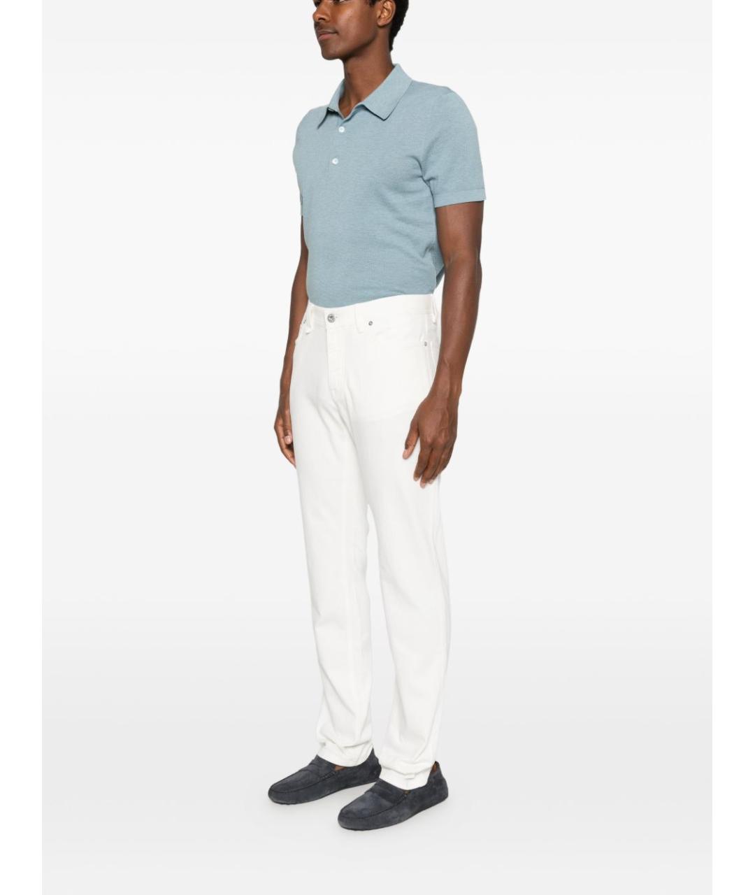 BRIONI Белые хлопковые прямые джинсы, фото 4