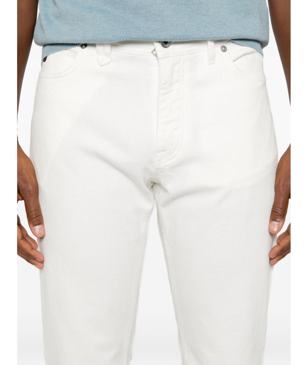 BRIONI Белые хлопковые прямые джинсы, фото 2