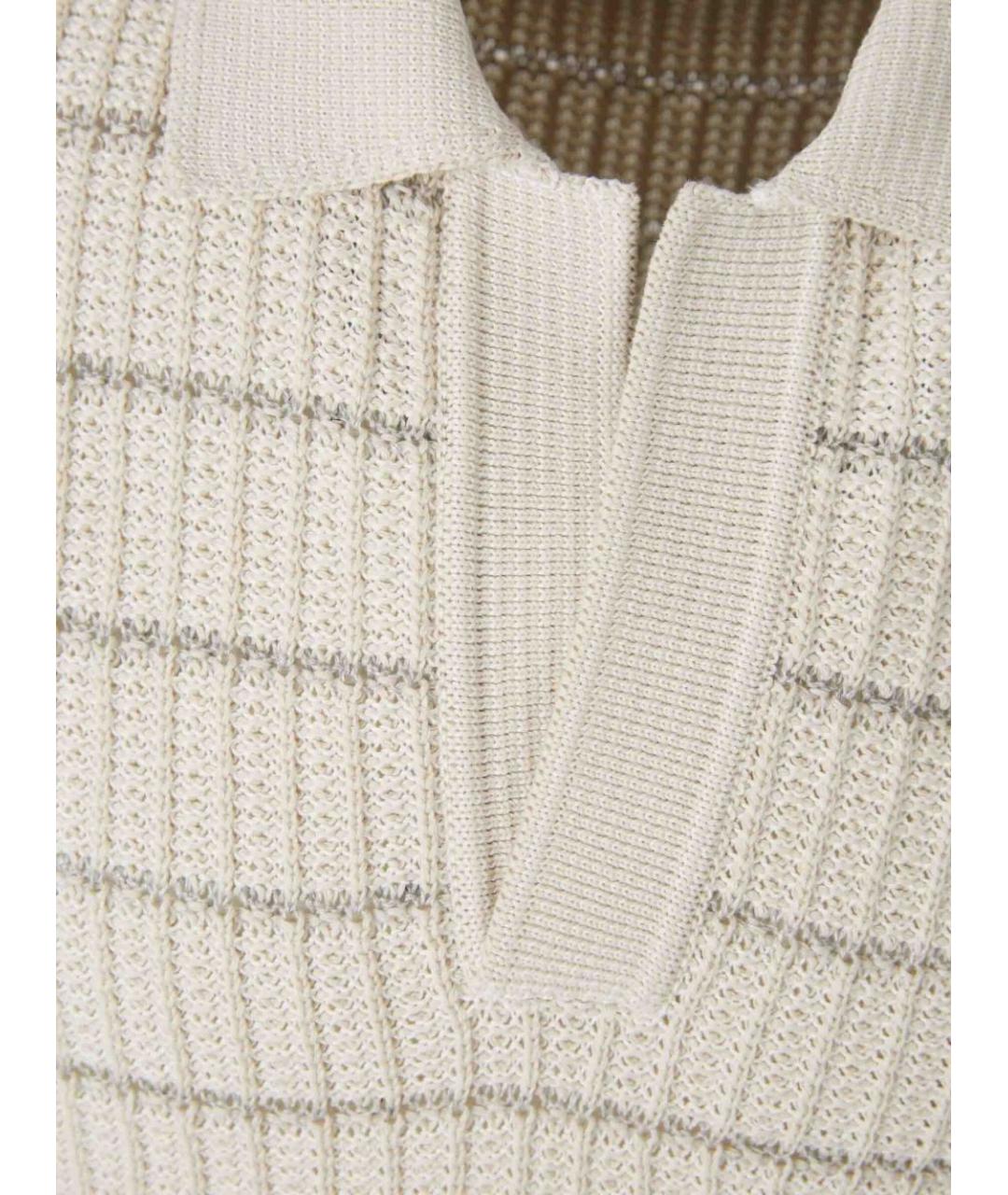 BRIONI Бежевое хлопковое поло с коротким рукавом, фото 2