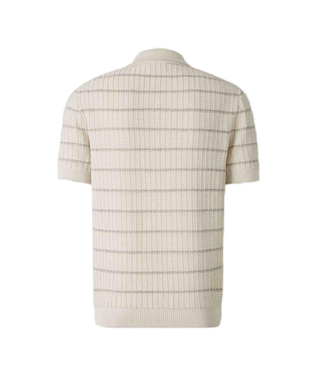 BRIONI Бежевое хлопковое поло с коротким рукавом, фото 4