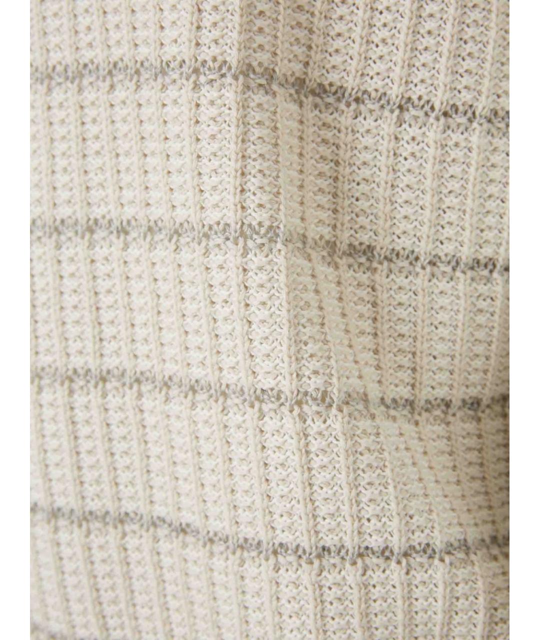 BRIONI Бежевое хлопковое поло с коротким рукавом, фото 3