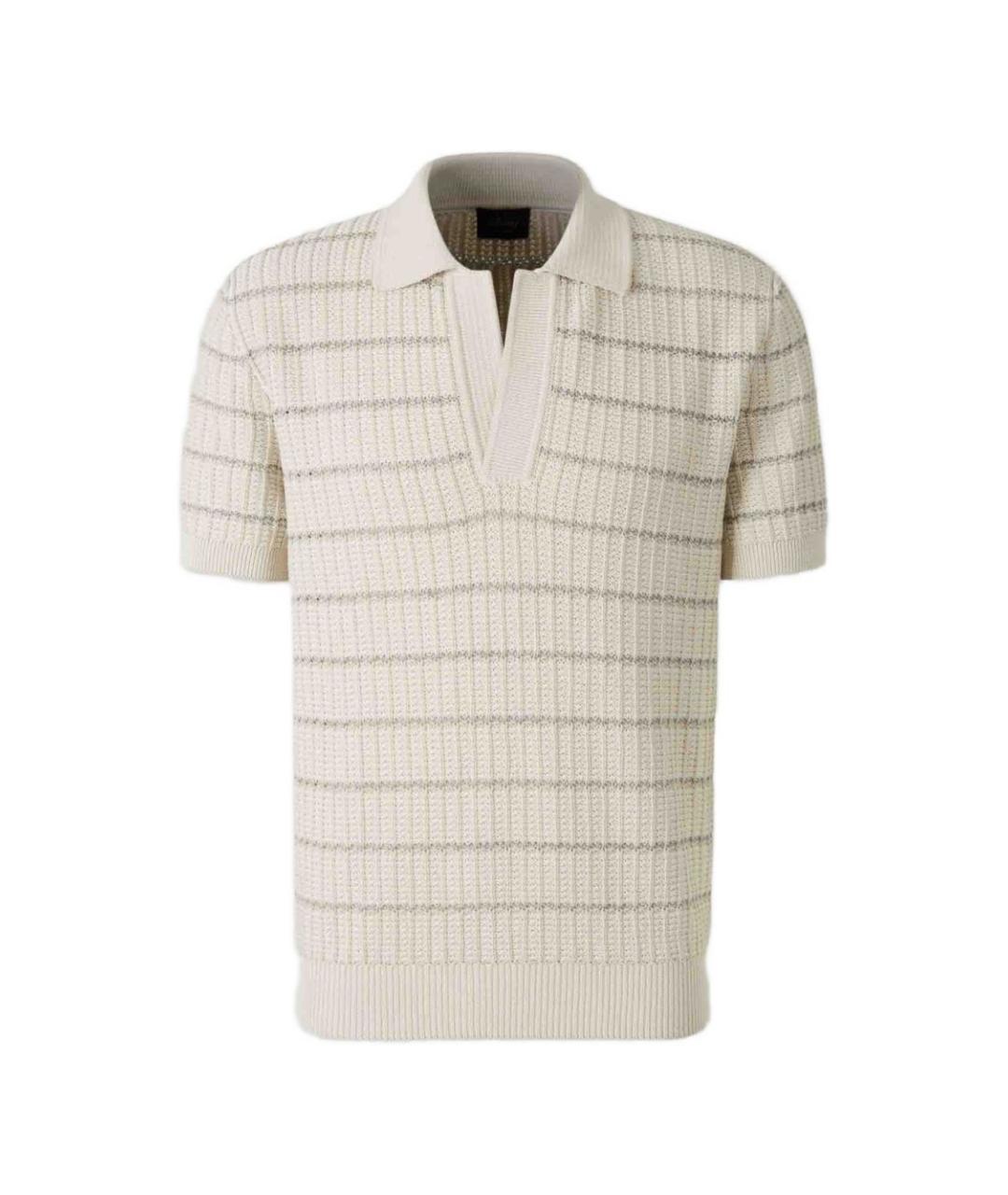 BRIONI Бежевое хлопковое поло с коротким рукавом, фото 1