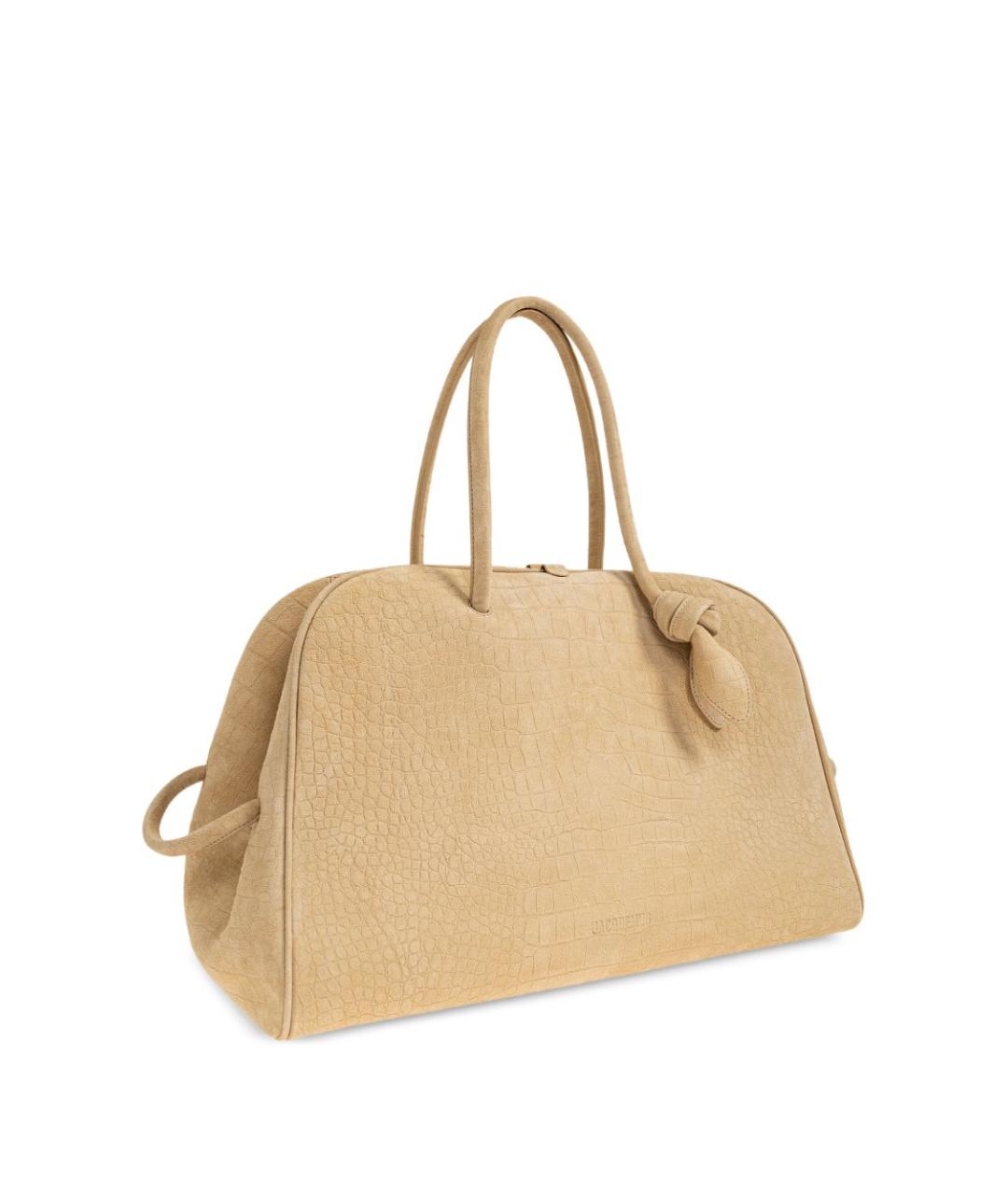 JACQUEMUS Бежевая замшевая сумка тоут, фото 5