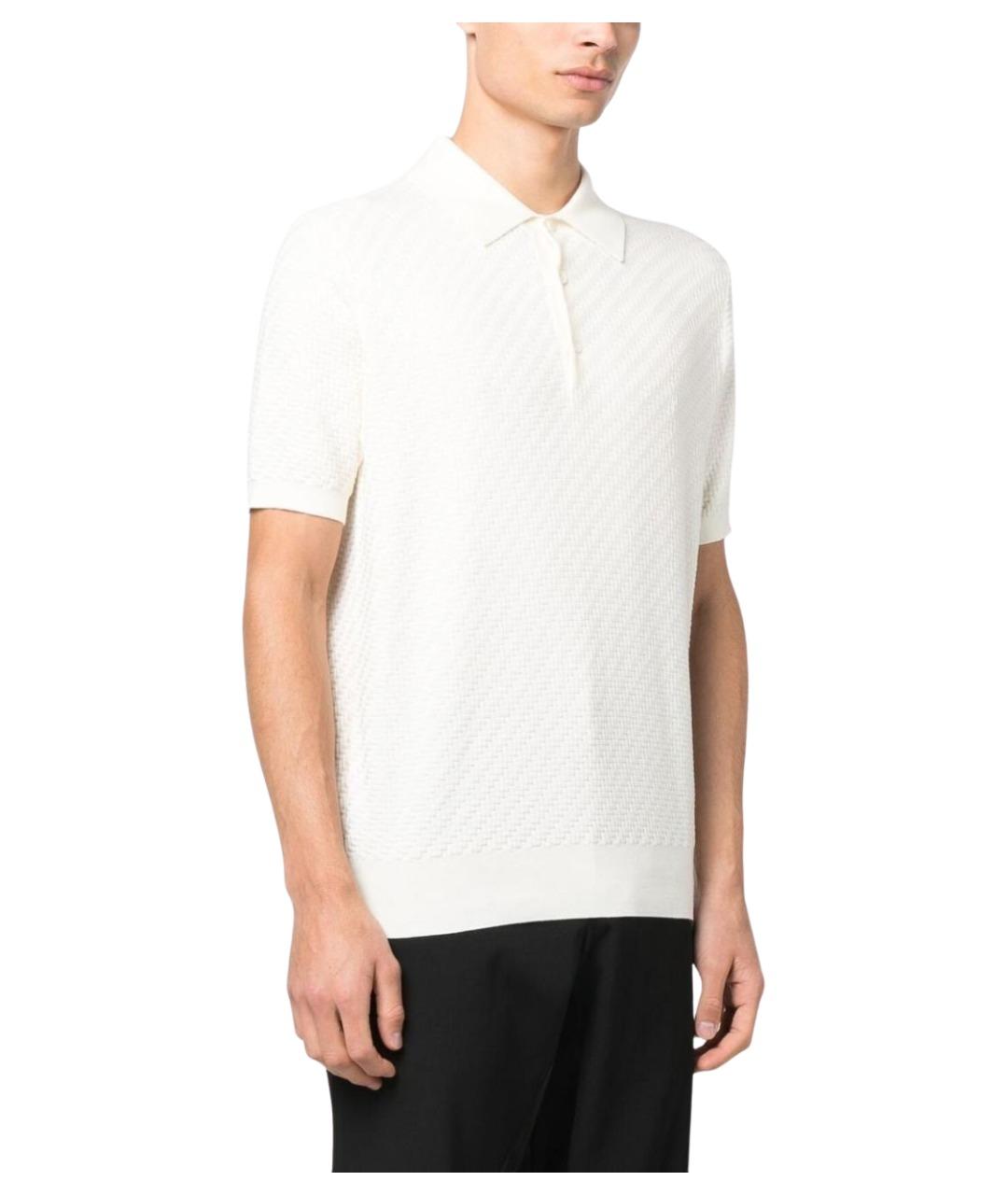 BRIONI Белое хлопковое поло с коротким рукавом, фото 2