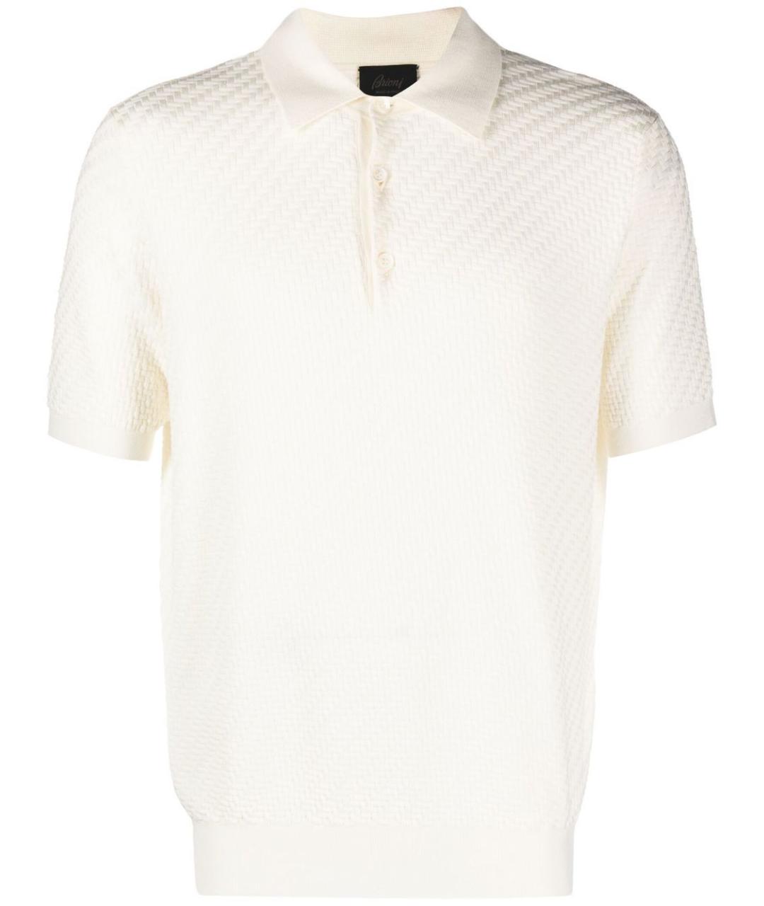 BRIONI Белое хлопковое поло с коротким рукавом, фото 1