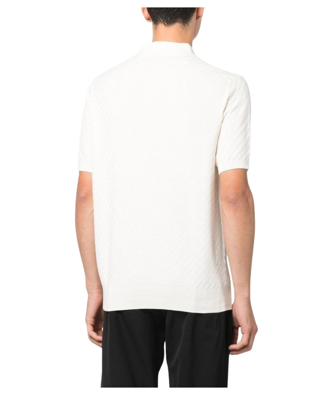 BRIONI Белое хлопковое поло с коротким рукавом, фото 3