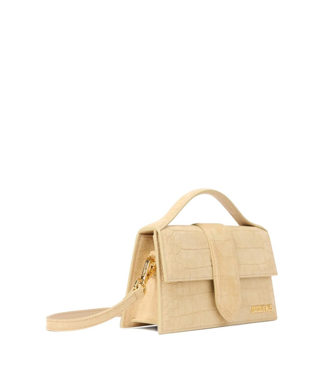 JACQUEMUS Бежевая замшевая сумка через плечо, фото 3