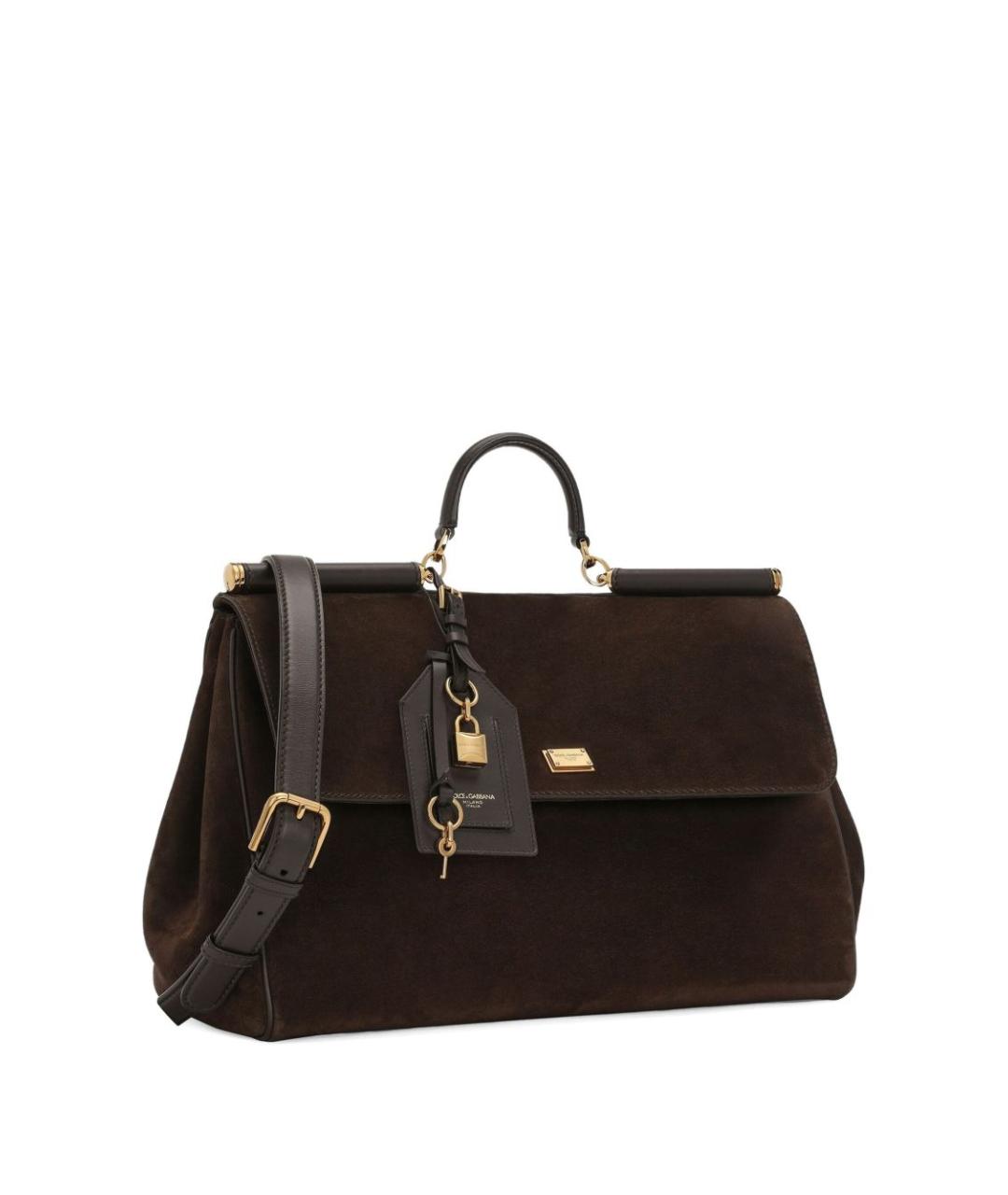 DOLCE&GABBANA Коричневая замшевая сумка тоут, фото 2
