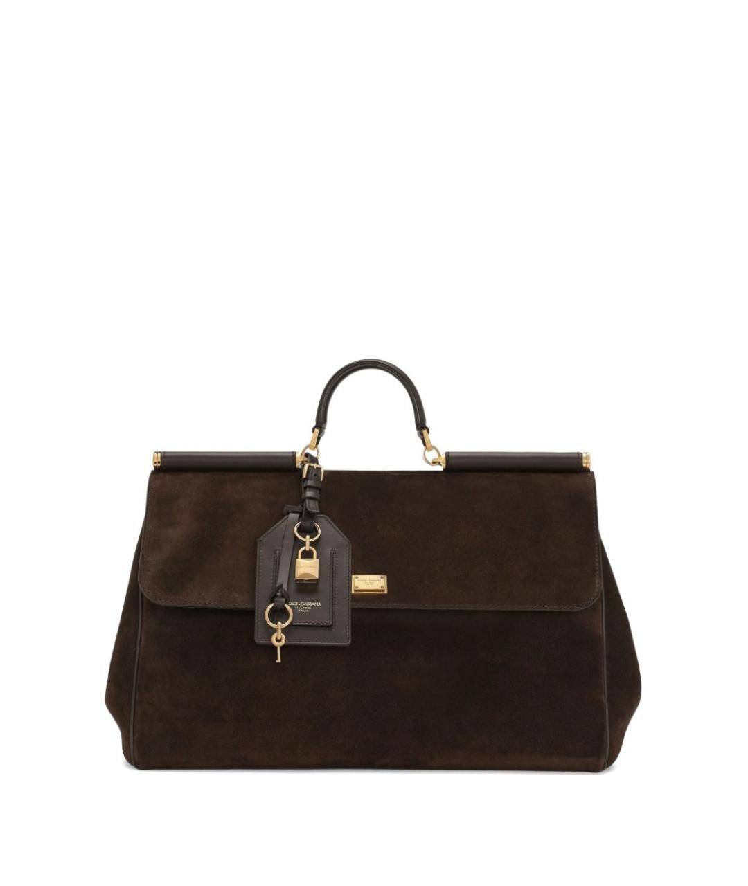 DOLCE&GABBANA Коричневая замшевая сумка тоут, фото 1