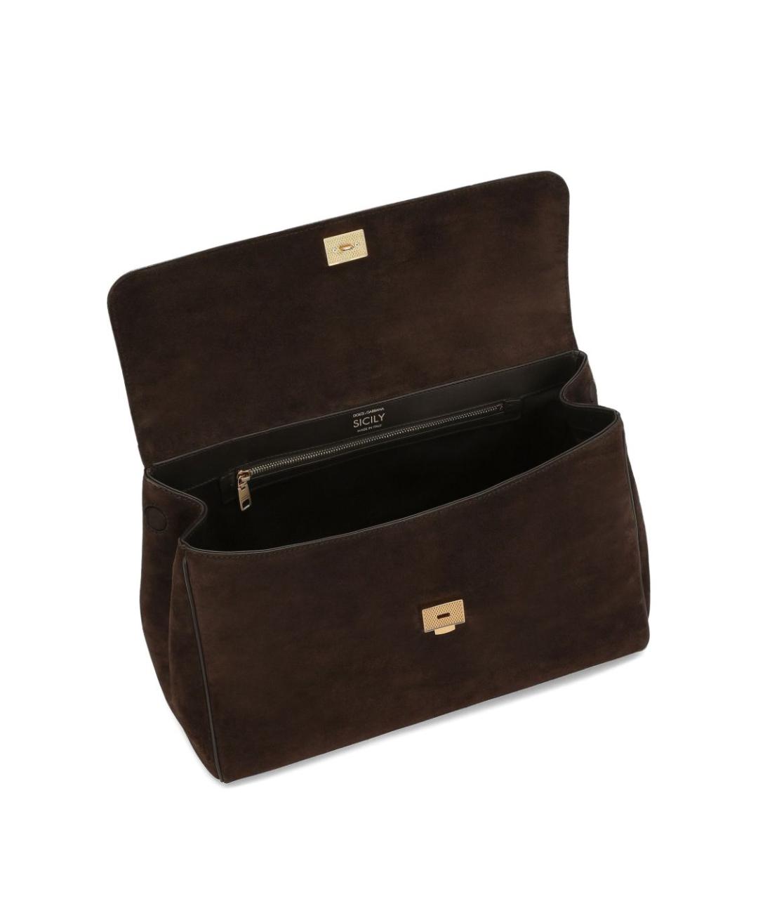 DOLCE&GABBANA Коричневая замшевая сумка тоут, фото 3