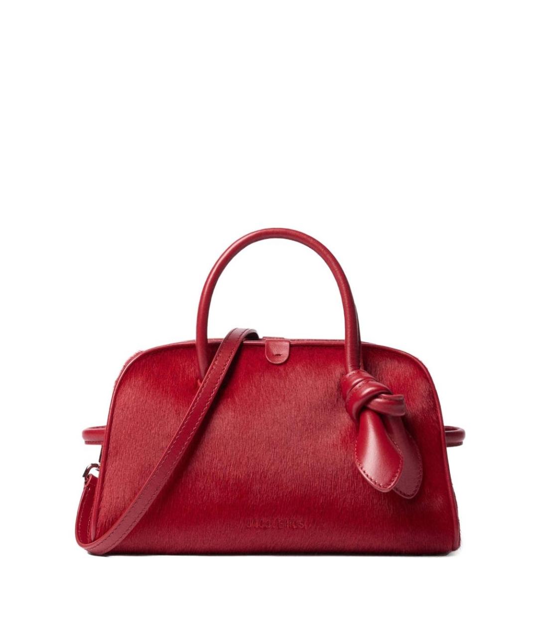 JACQUEMUS Красная меховая сумка тоут, фото 1