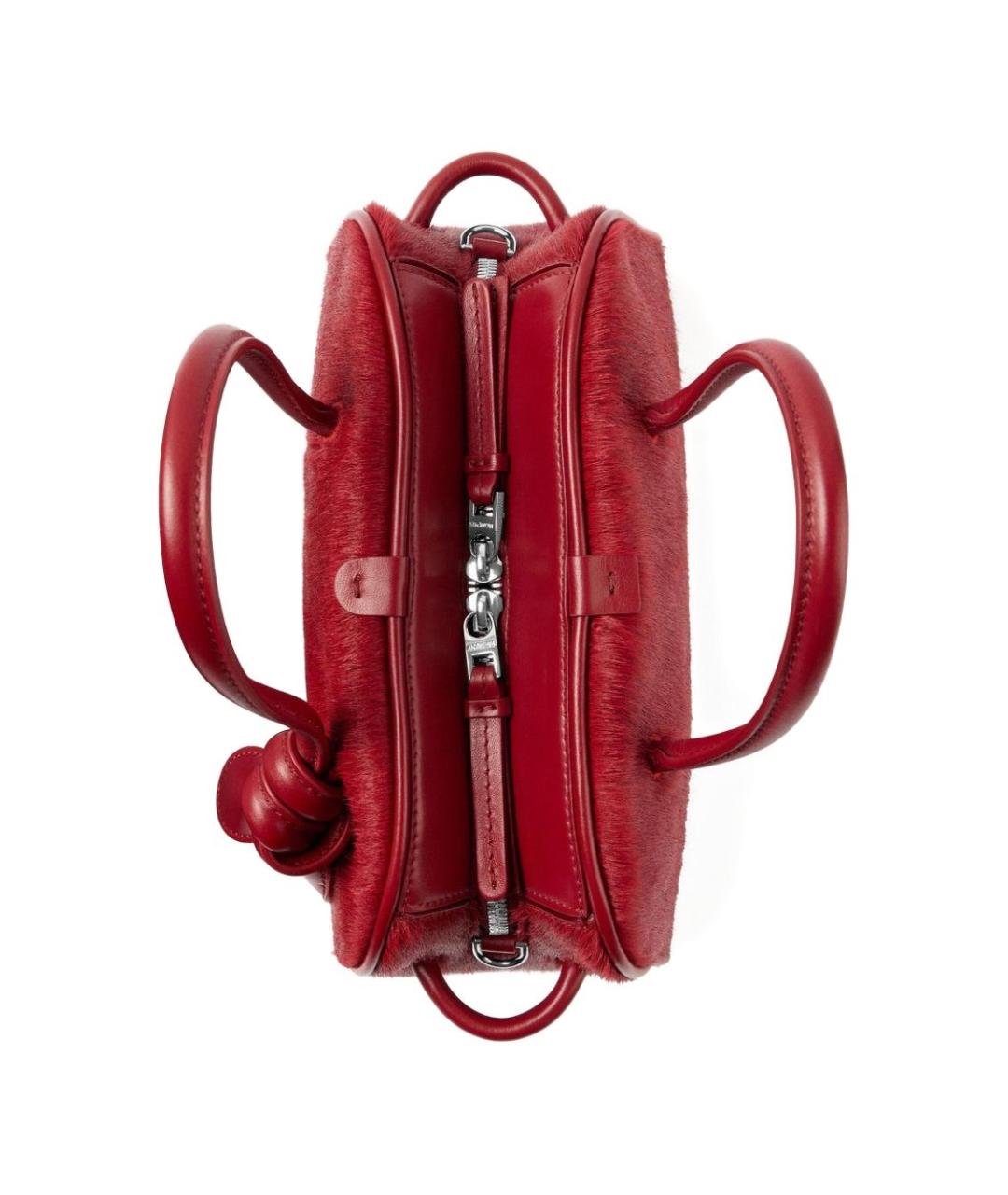 JACQUEMUS Красная меховая сумка тоут, фото 3