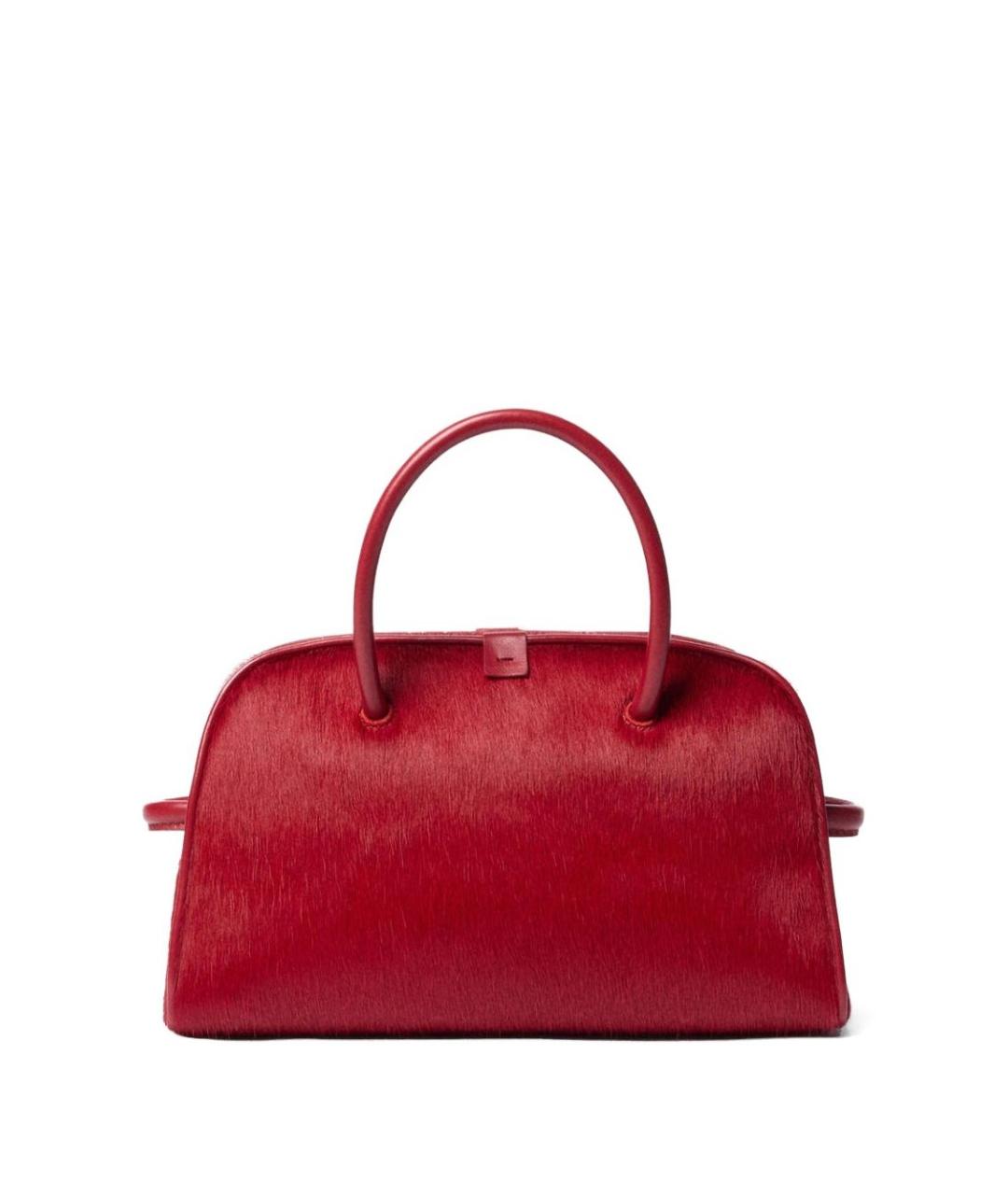 JACQUEMUS Красная меховая сумка тоут, фото 4