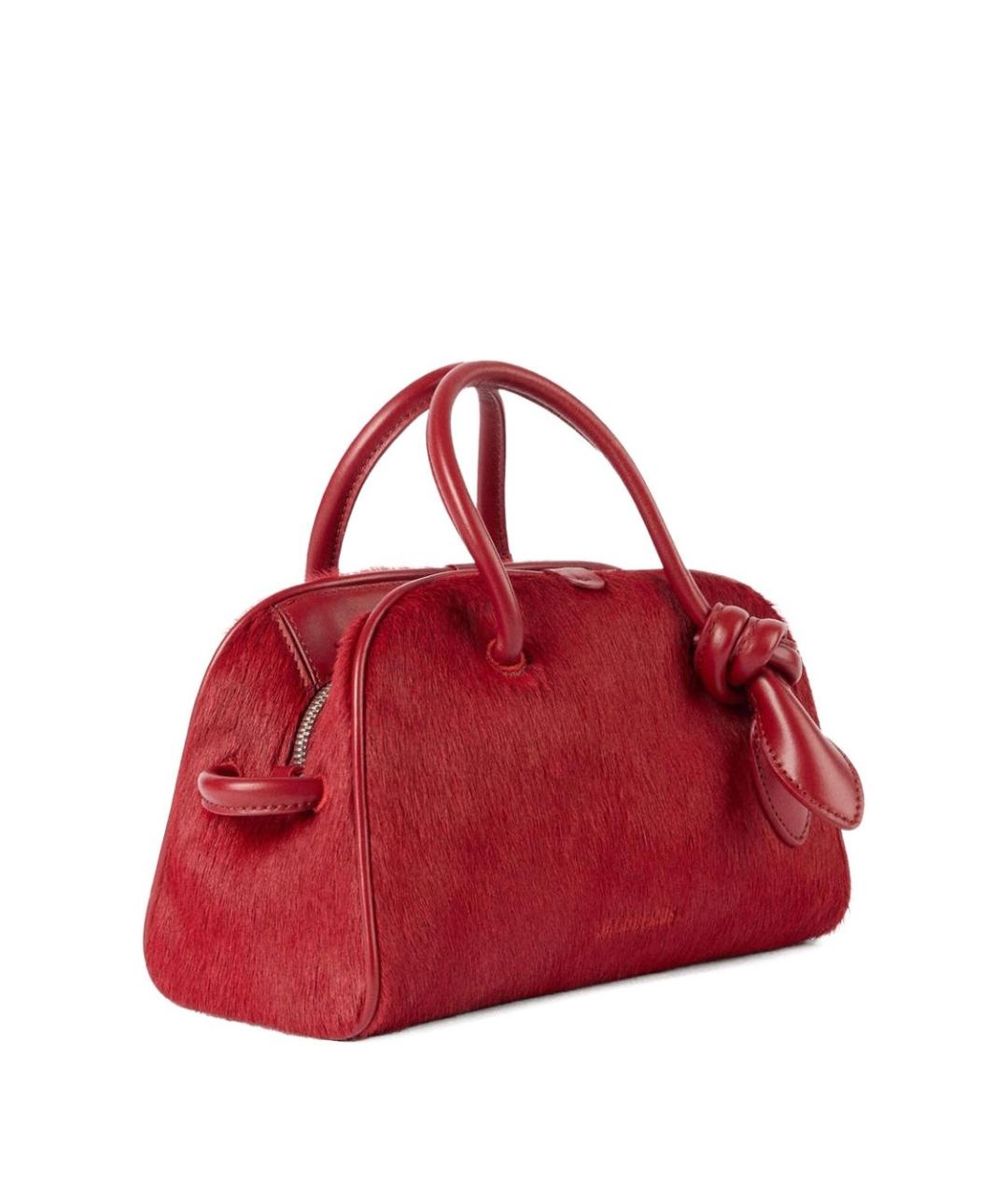 JACQUEMUS Красная меховая сумка тоут, фото 2