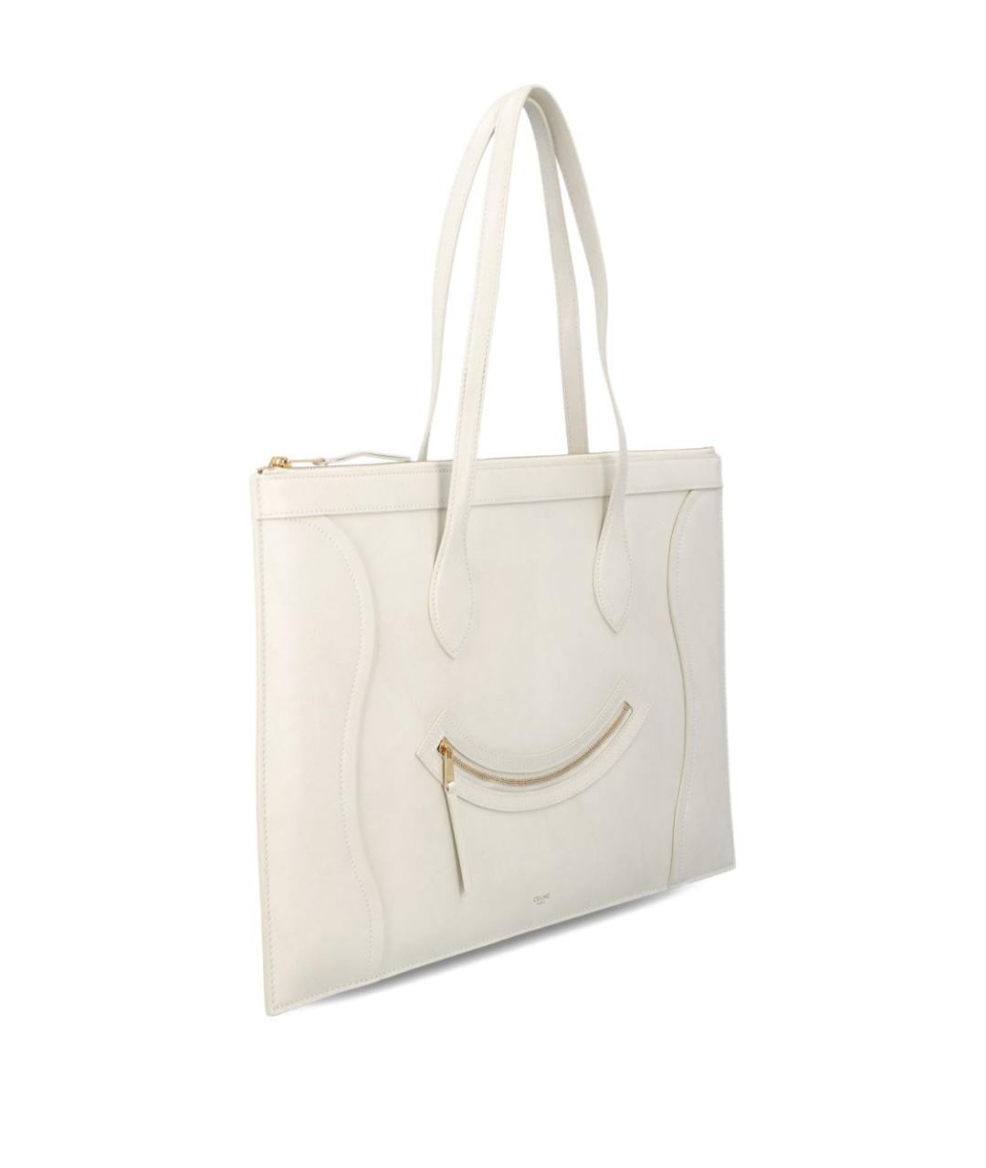 CELINE Белая кожаная сумка тоут, фото 3