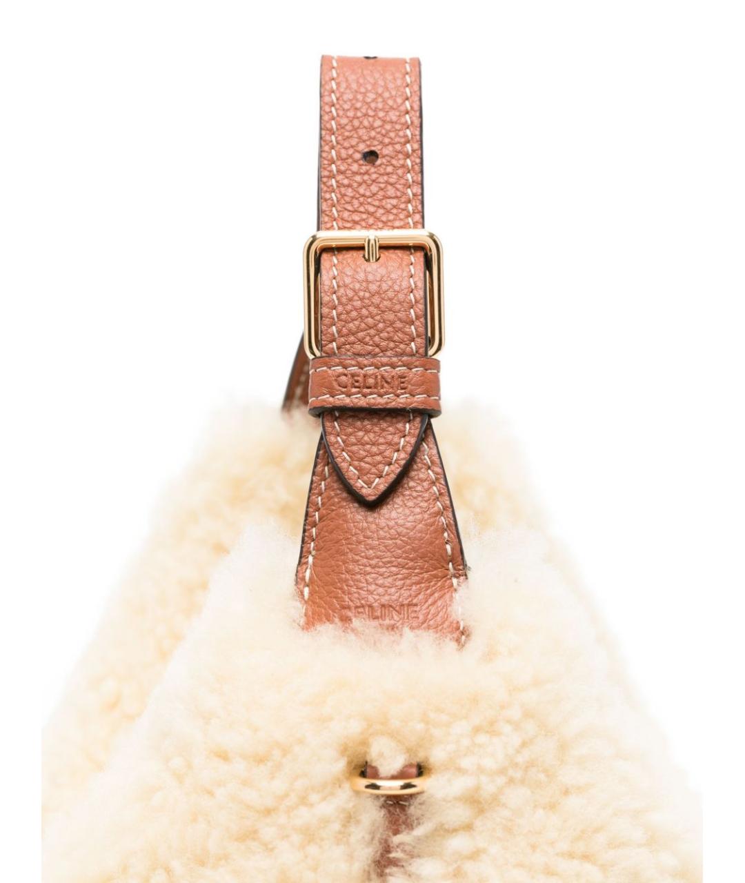 CELINE Белая меховая сумка через плечо, фото 3