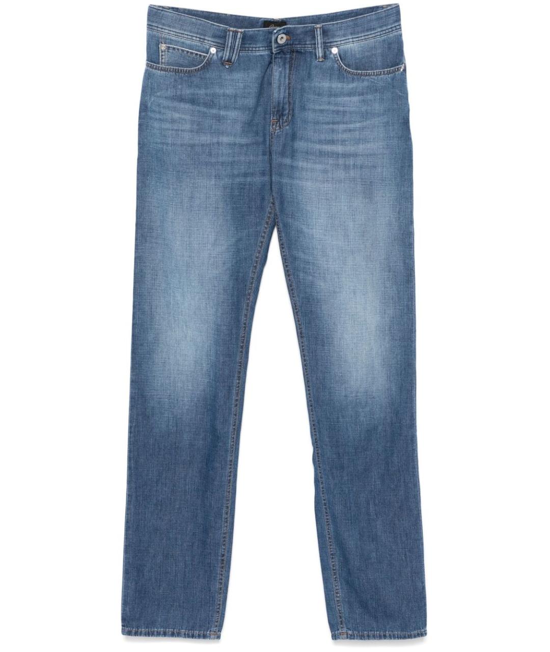 BRIONI Синие хлопковые прямые джинсы, фото 1