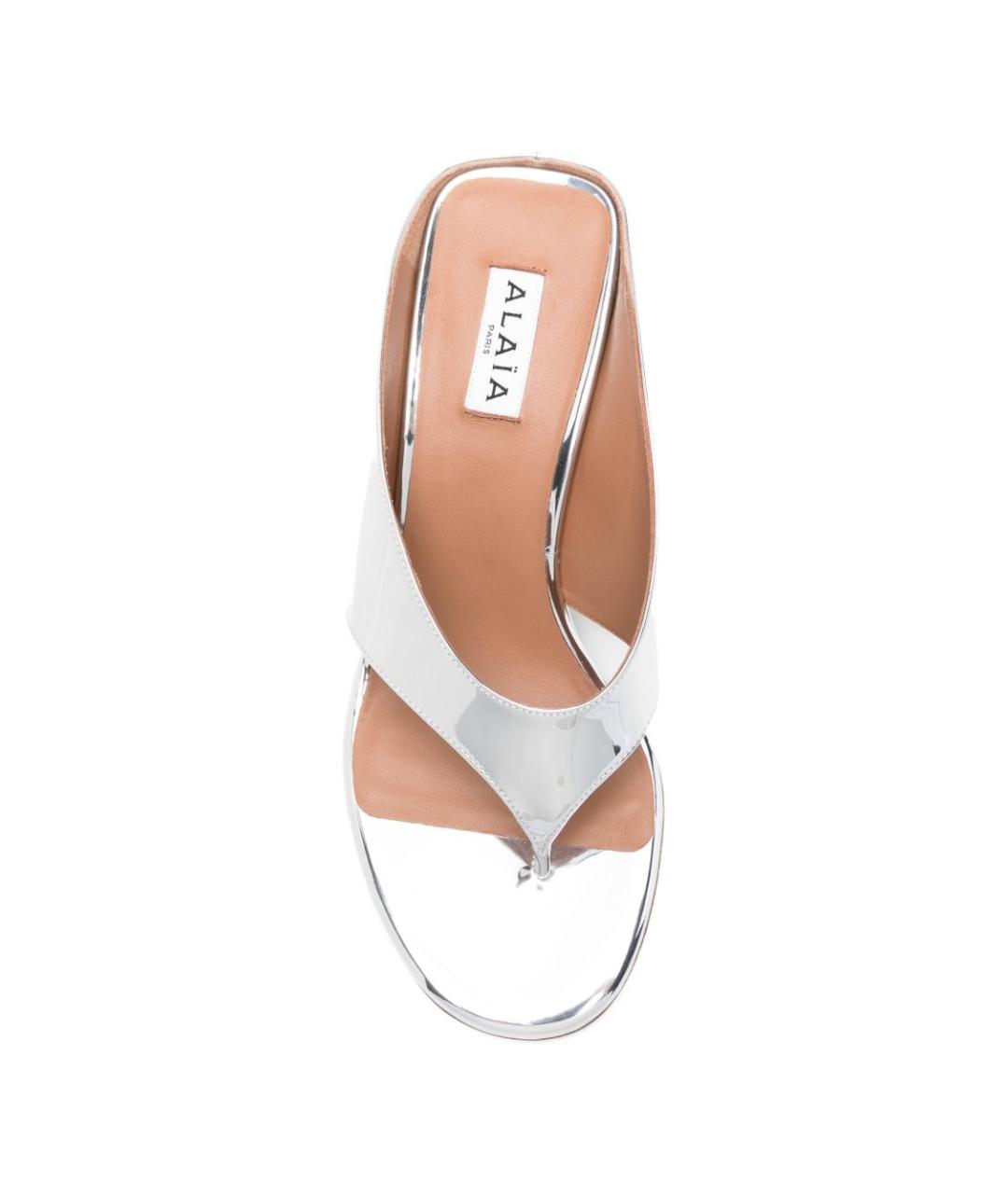 ALAIA Серебряные кожаные босоножки, фото 2