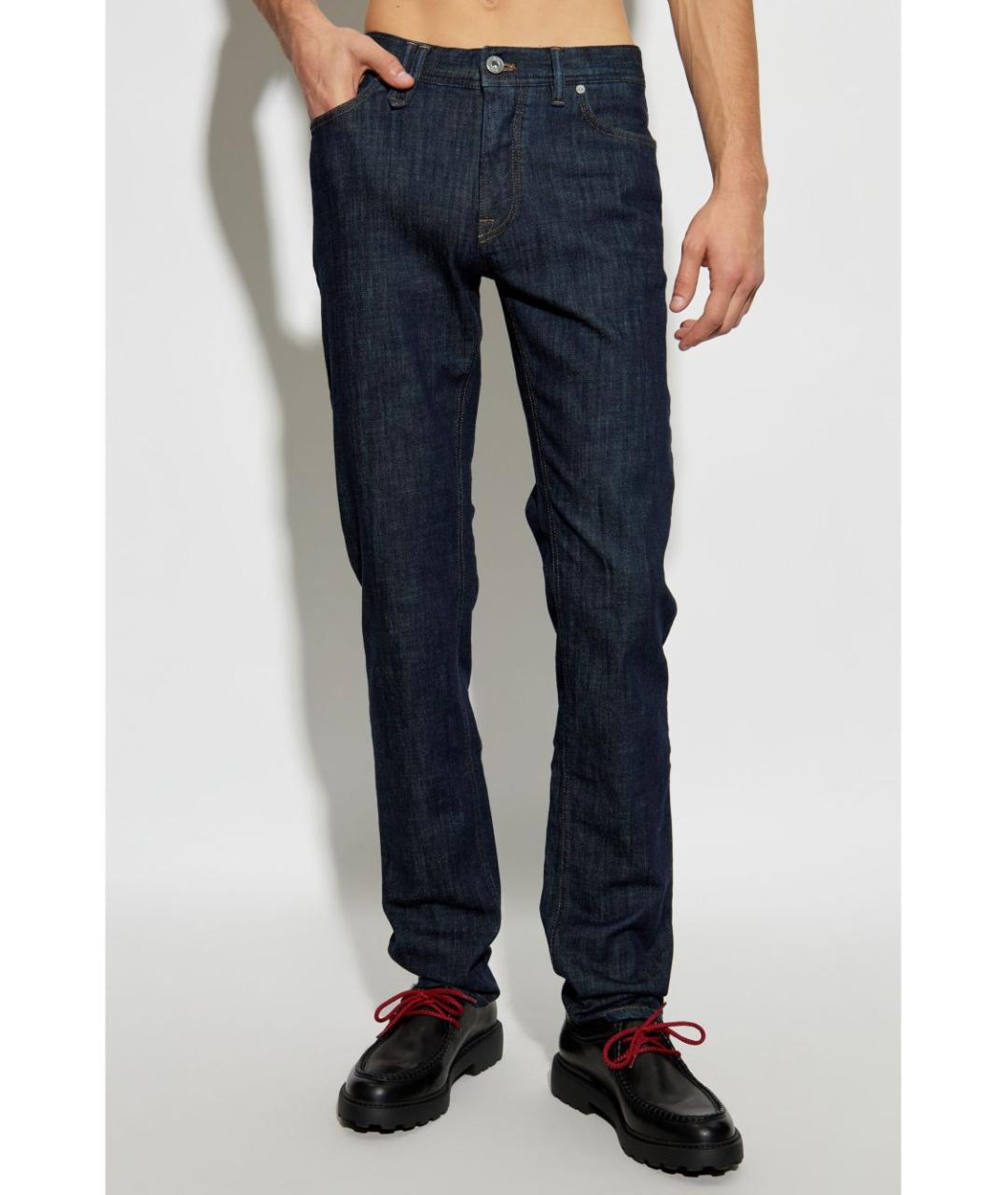 BRIONI Синие хлопковые джинсы скинни, фото 5