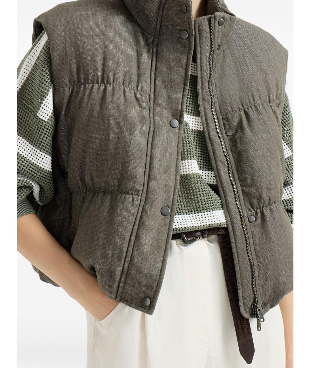 BRUNELLO CUCINELLI Зеленый хлопковый жилет, фото 4