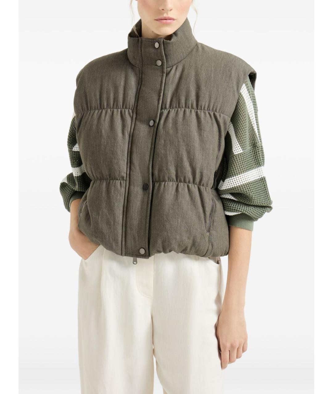 BRUNELLO CUCINELLI Зеленый хлопковый жилет, фото 3