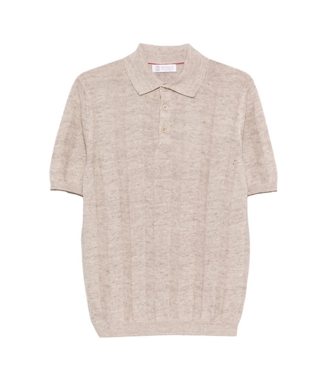 BRUNELLO CUCINELLI Бежевая хлопко-леновая футболка, фото 1