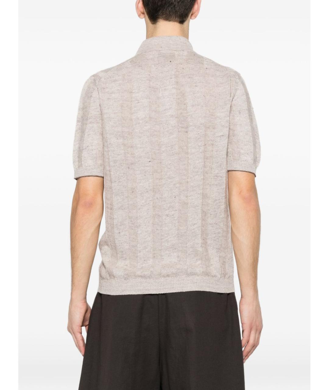 BRUNELLO CUCINELLI Бежевая хлопко-леновая футболка, фото 2