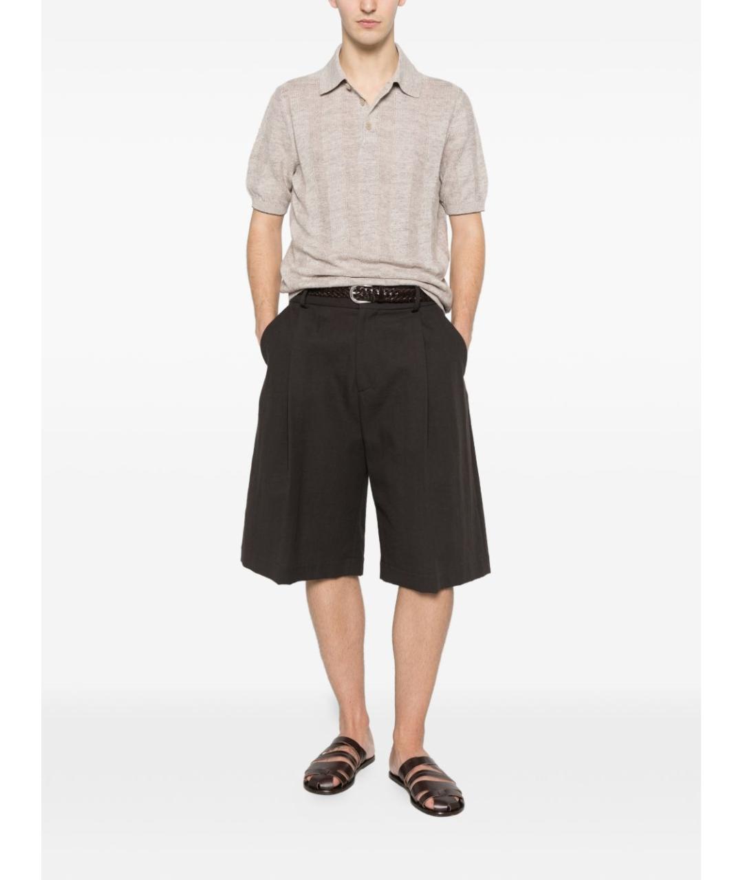 BRUNELLO CUCINELLI Бежевая хлопко-леновая футболка, фото 4