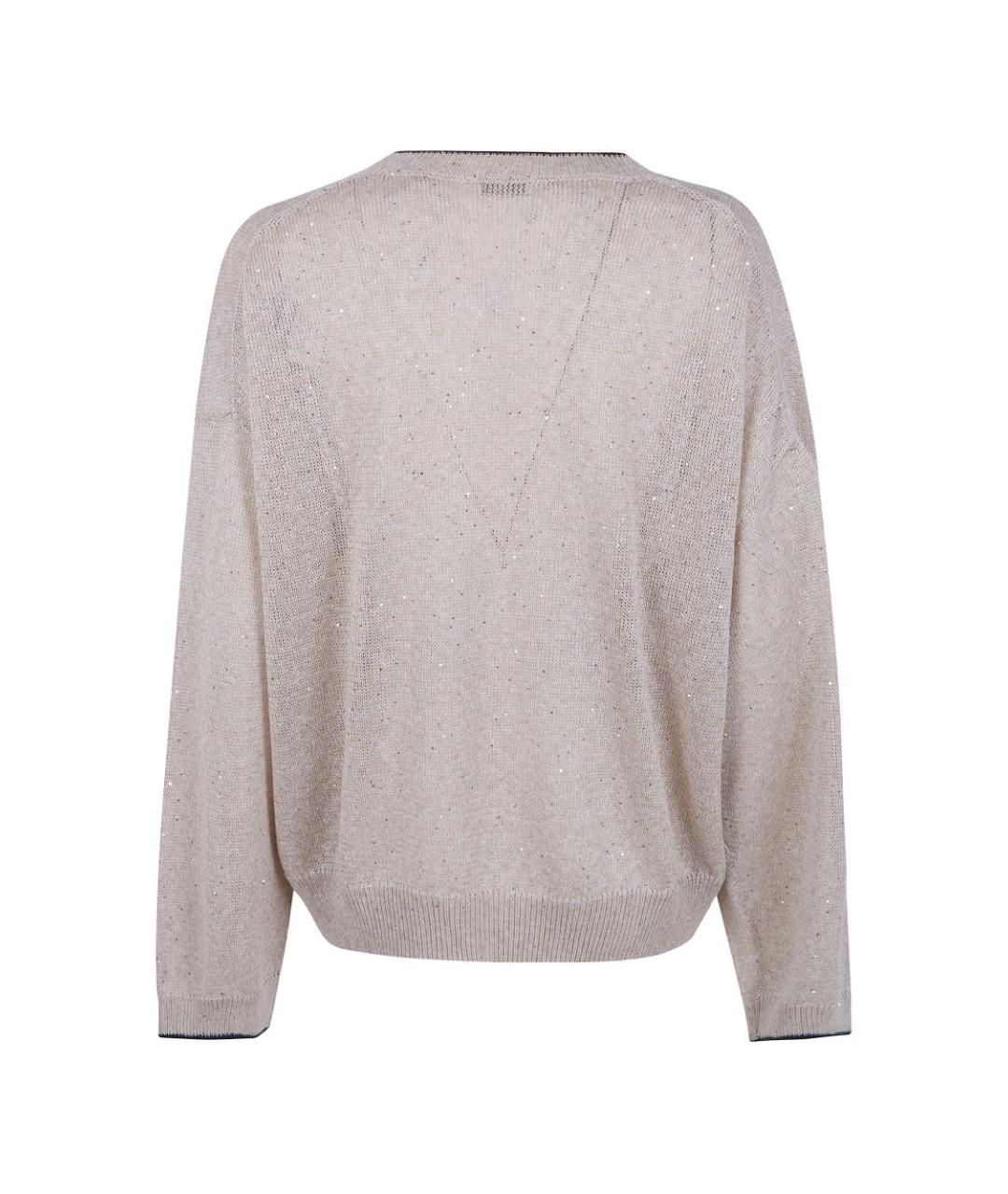 BRUNELLO CUCINELLI Бежевый льняной джемпер / свитер, фото 3