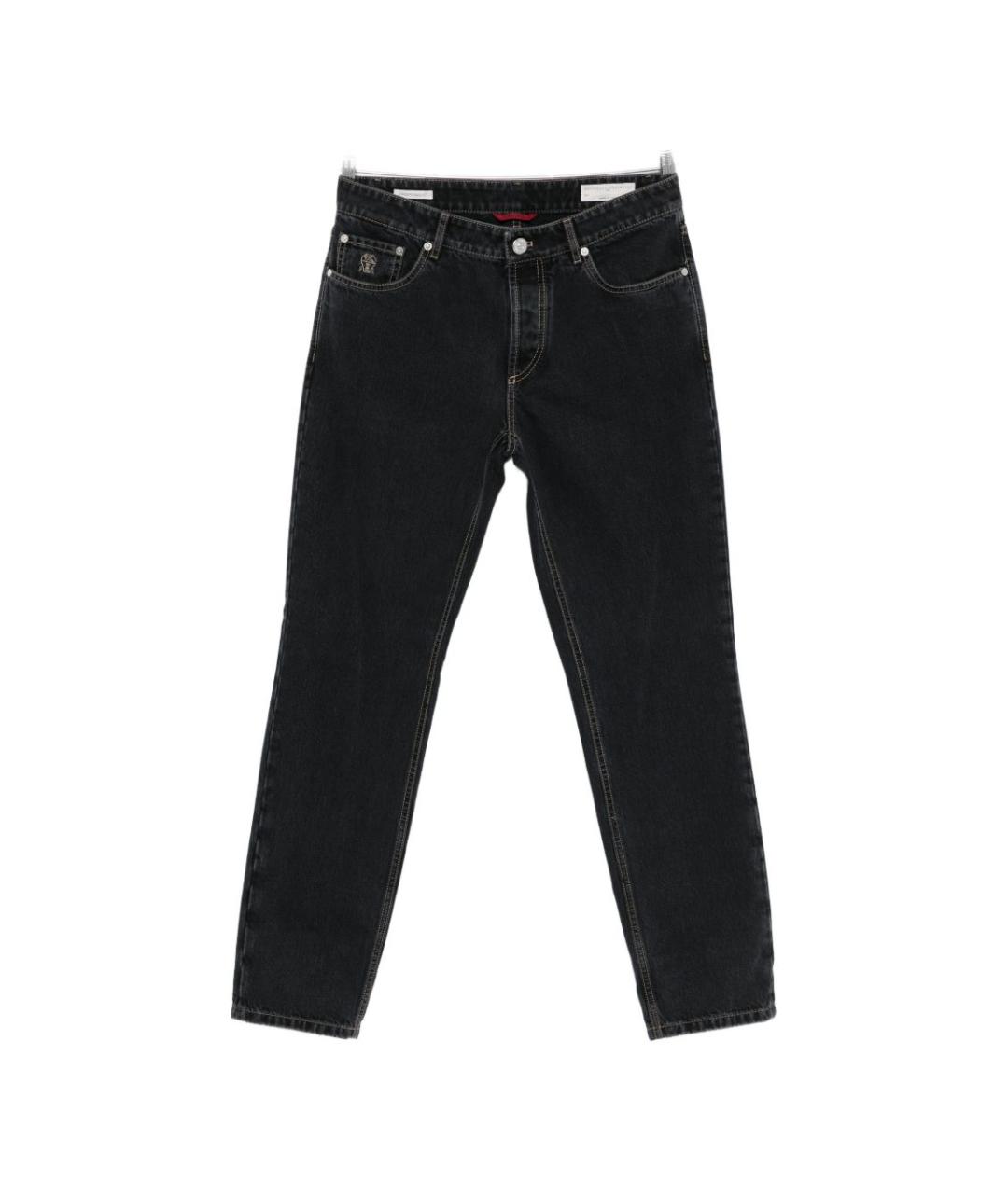 BRUNELLO CUCINELLI Черные хлопковые прямые джинсы, фото 6