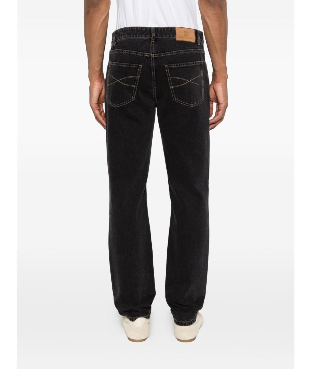 BRUNELLO CUCINELLI Черные хлопковые прямые джинсы, фото 5