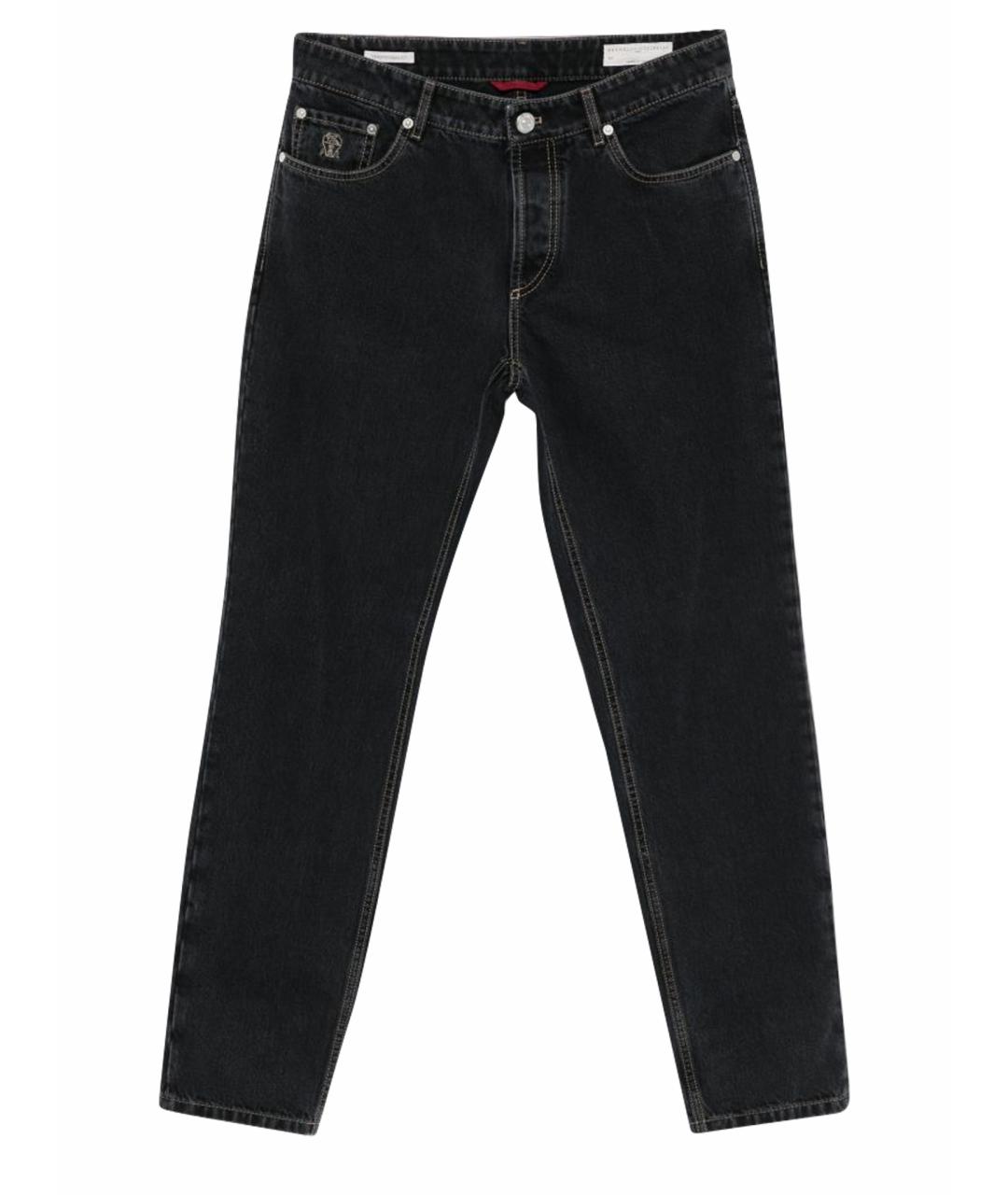 BRUNELLO CUCINELLI Черные хлопковые прямые джинсы, фото 1