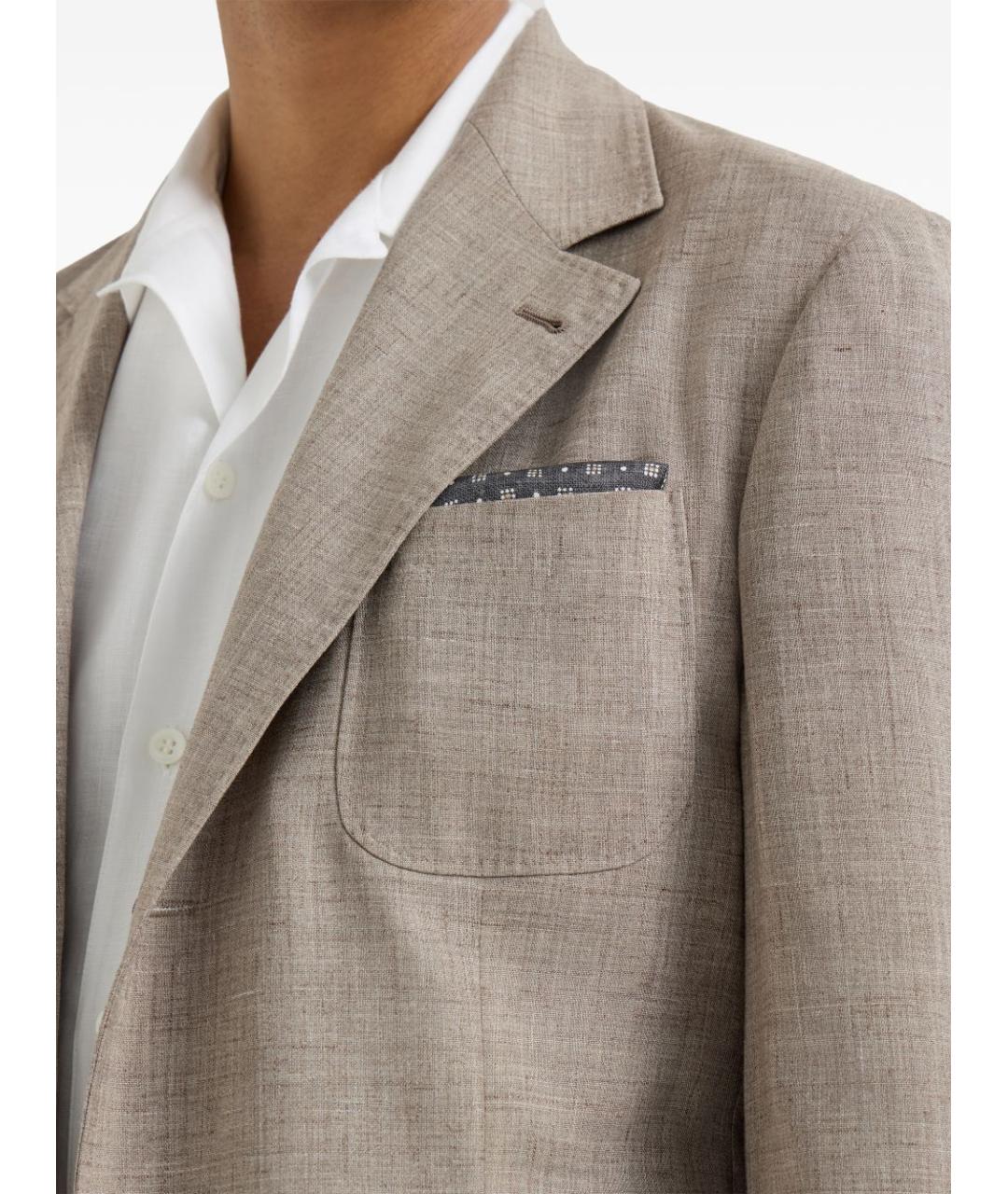 BRUNELLO CUCINELLI Бежевый льняной пиджак, фото 5