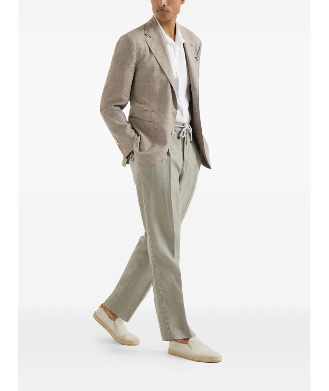BRUNELLO CUCINELLI Бежевый льняной пиджак, фото 2