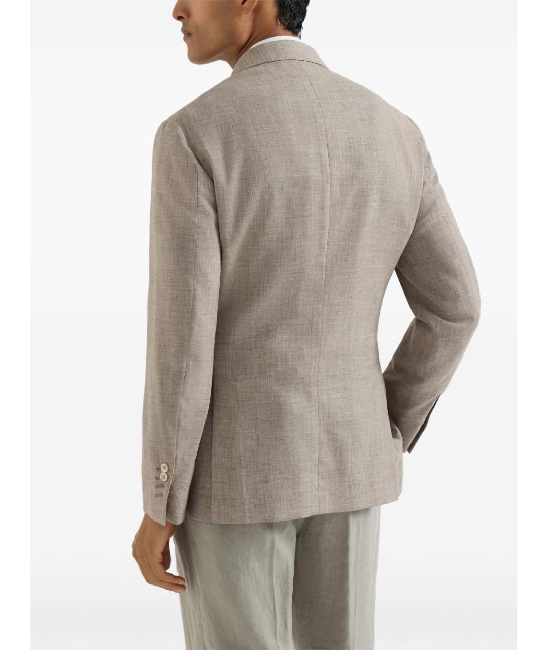 BRUNELLO CUCINELLI Бежевый льняной пиджак, фото 4