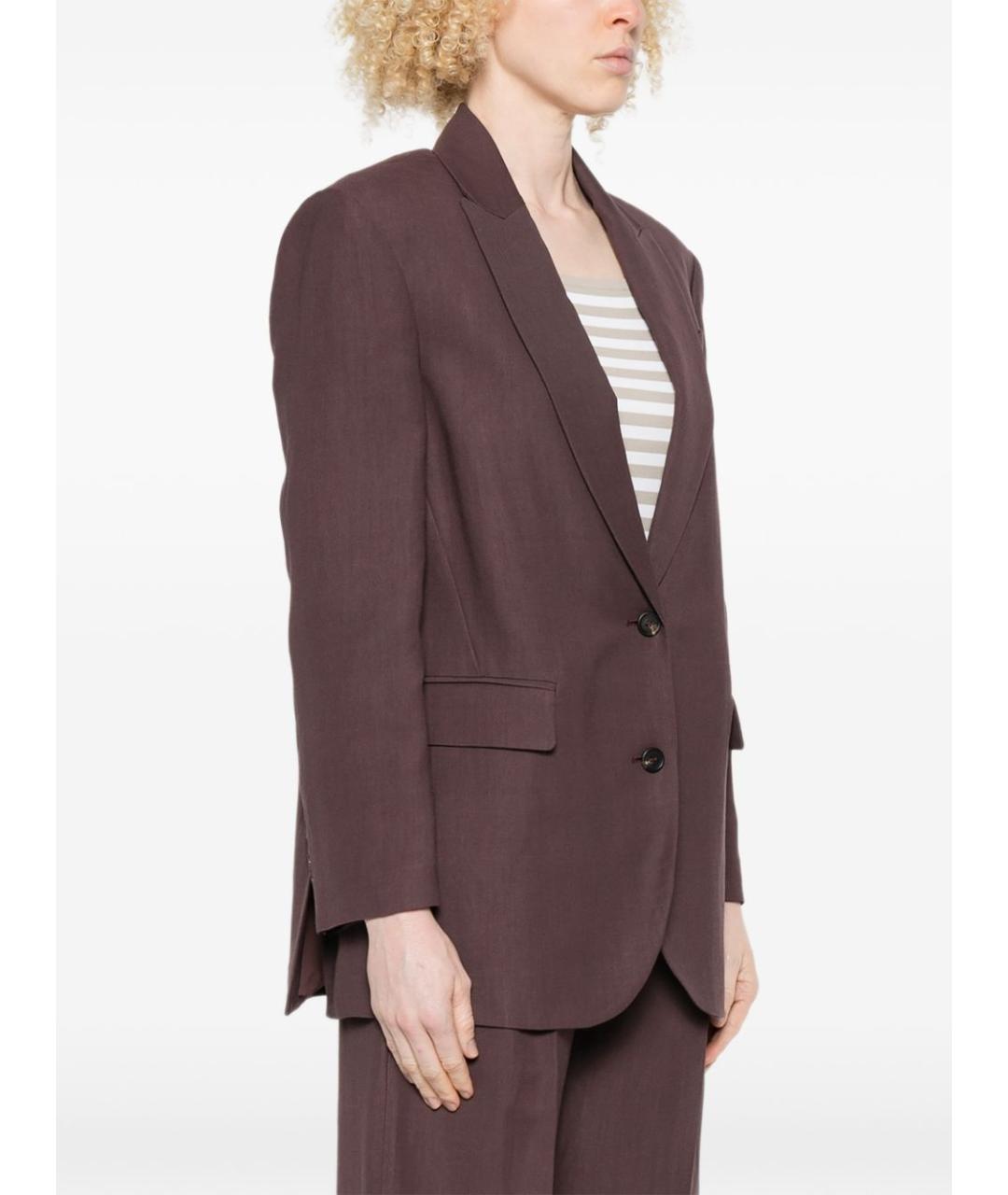 BRUNELLO CUCINELLI Коричневый вискозный жакет/пиджак, фото 5