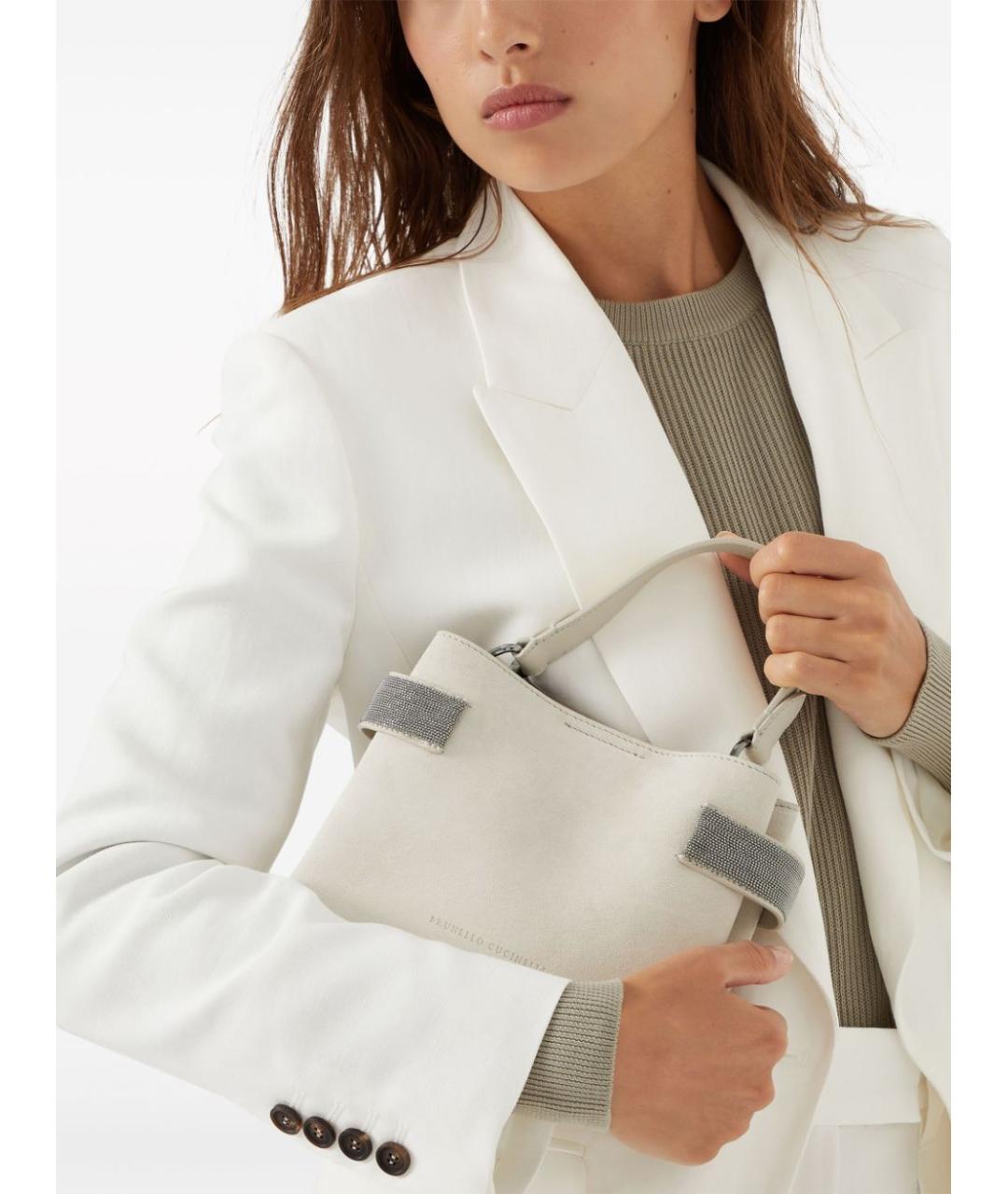 BRUNELLO CUCINELLI Бежевая кожаная сумка тоут, фото 3