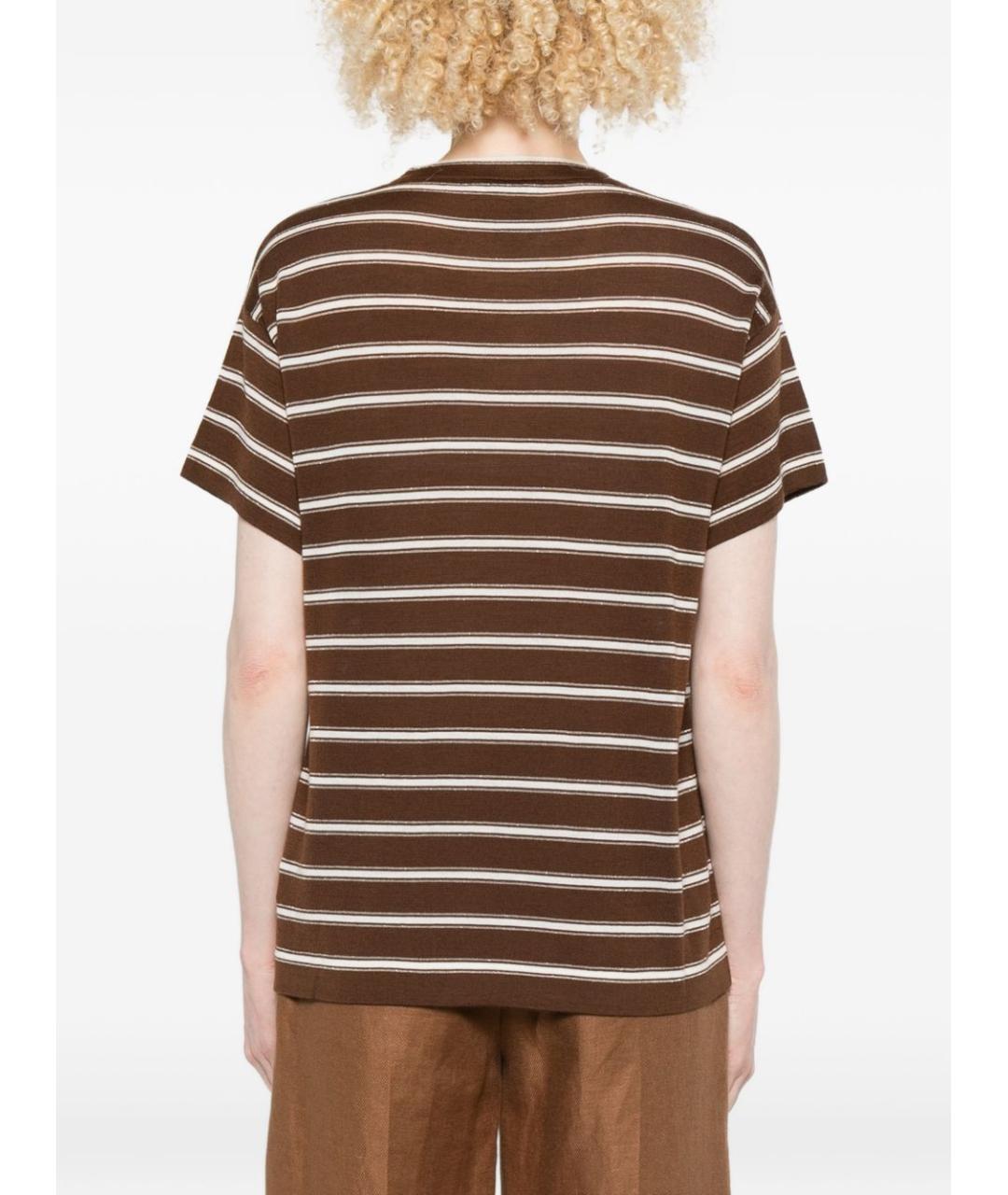 BRUNELLO CUCINELLI Коричневая шерстяная футболка, фото 4