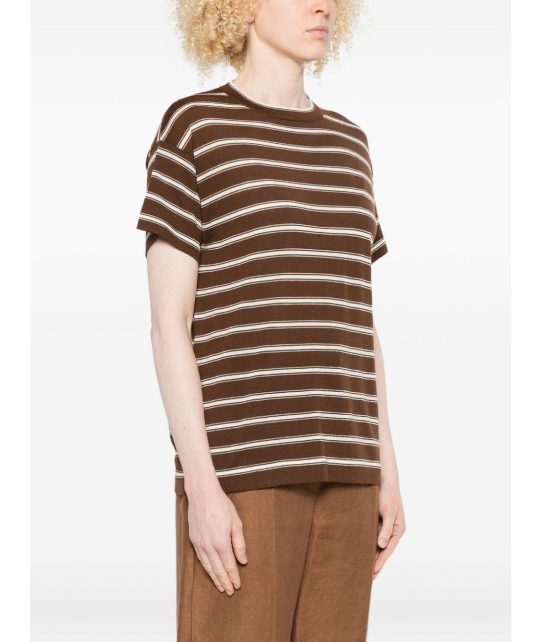 BRUNELLO CUCINELLI Коричневая шерстяная футболка, фото 2