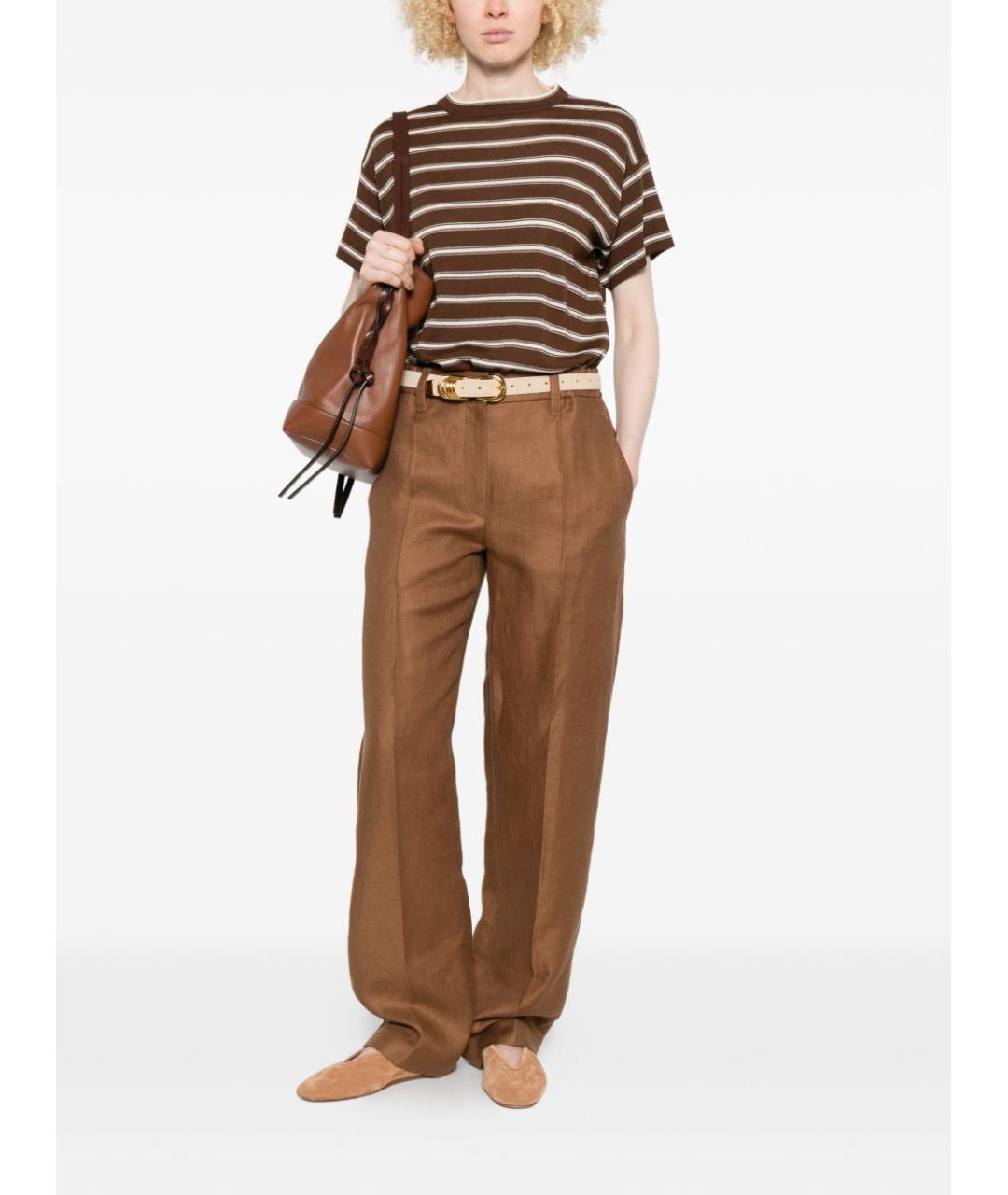 BRUNELLO CUCINELLI Коричневая шерстяная футболка, фото 3