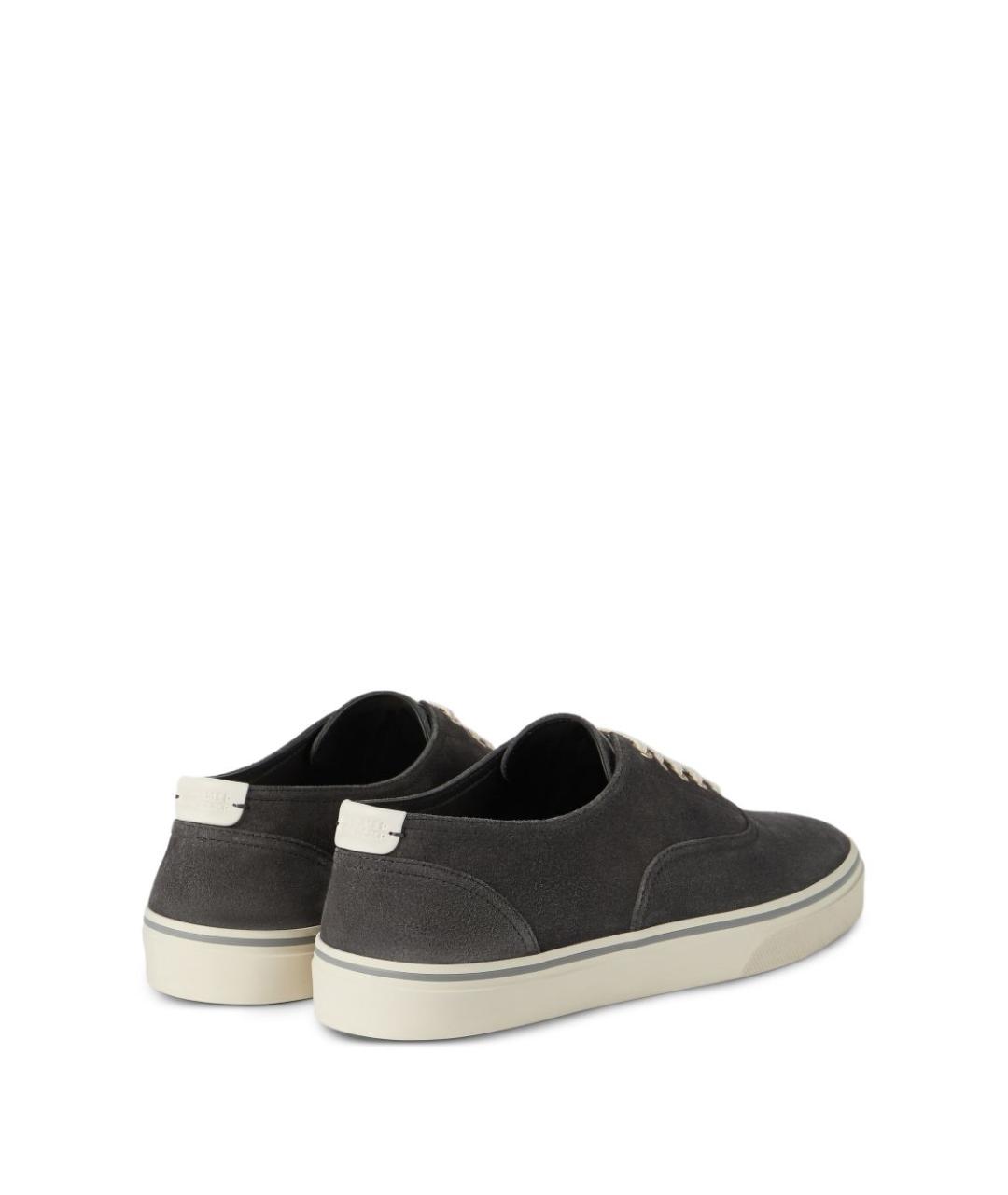 BRUNELLO CUCINELLI Антрацитовые замшевые низкие кроссовки / кеды, фото 3